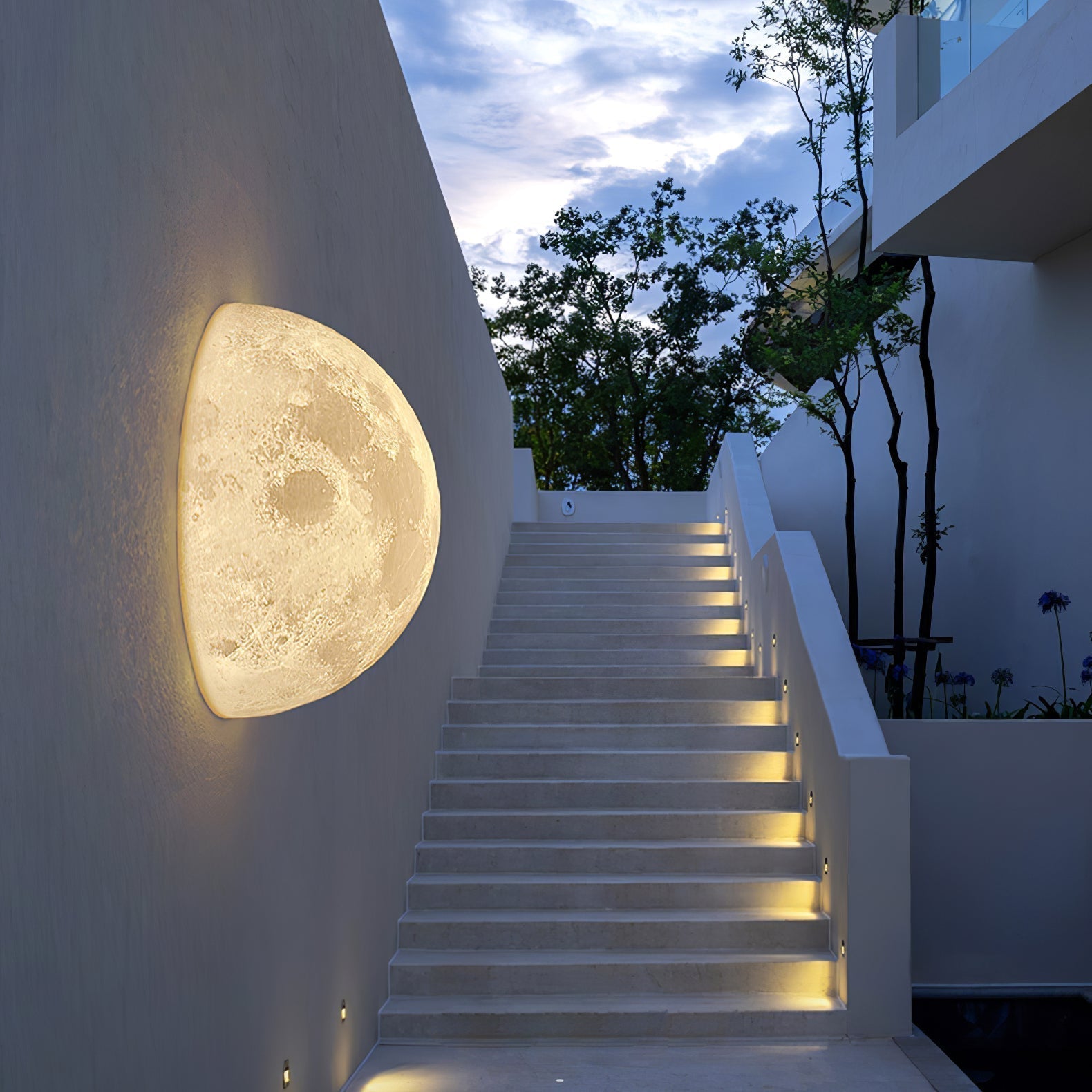 Olsolan Nordic Art Moon 3D Plastic Wall Lamp