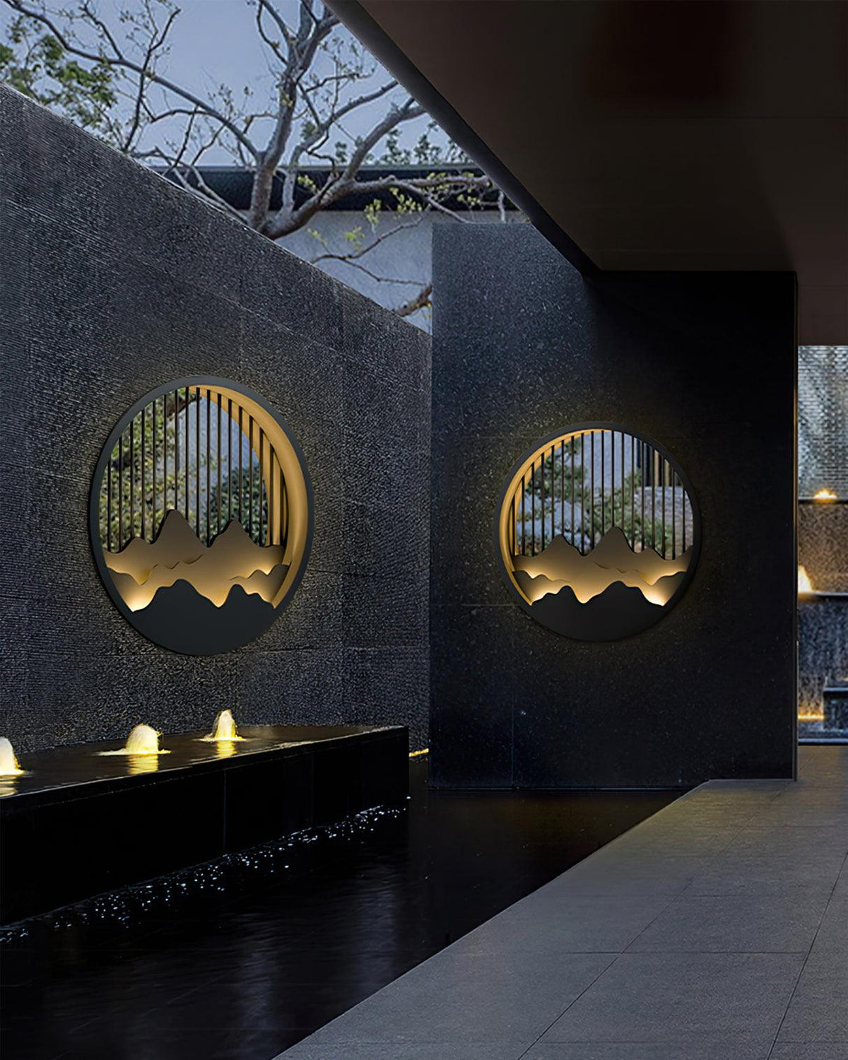 Sumi Mountain Circular Wall Light