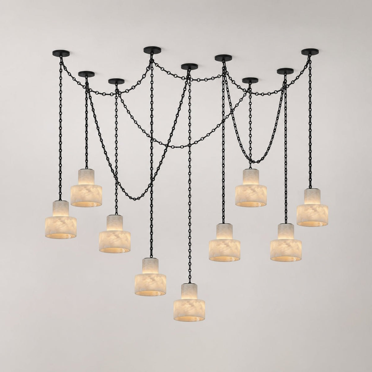 Leocadie Multi-Tier Chain Drum Pendant Lamp