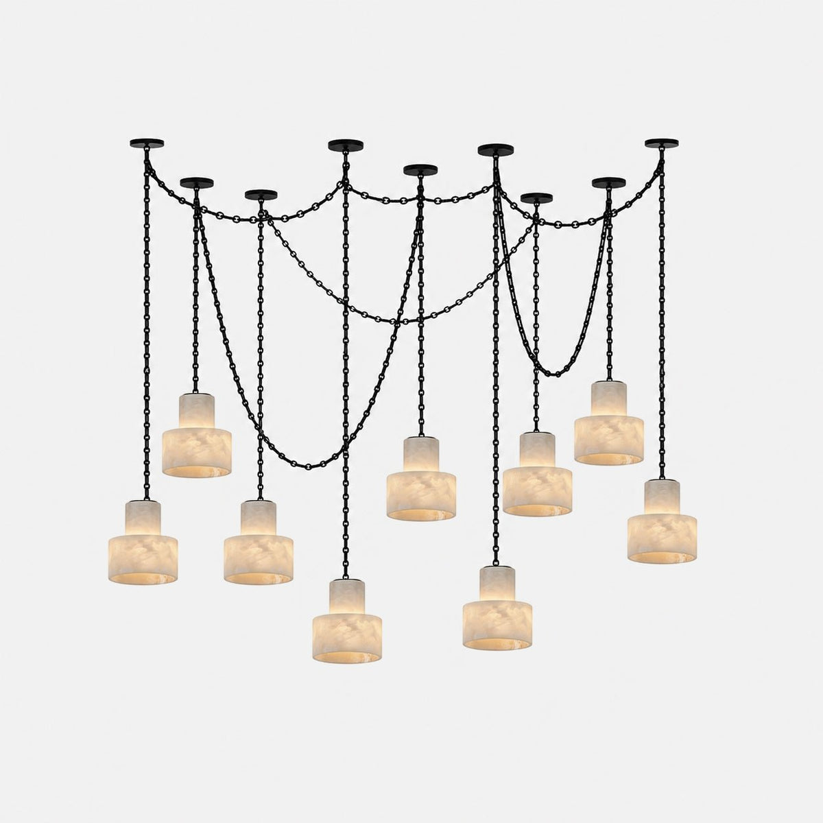 Leocadie Multi-Tier Chain Drum Pendant Lamp
