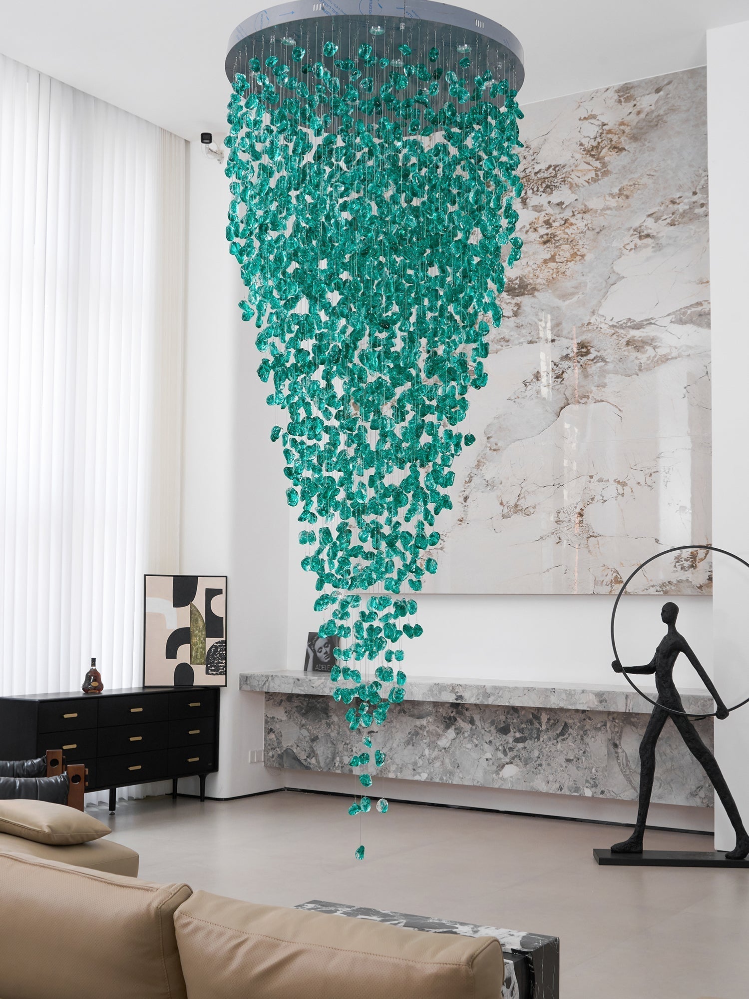 Polychrome Mineral Quartz Cascade Chandelier