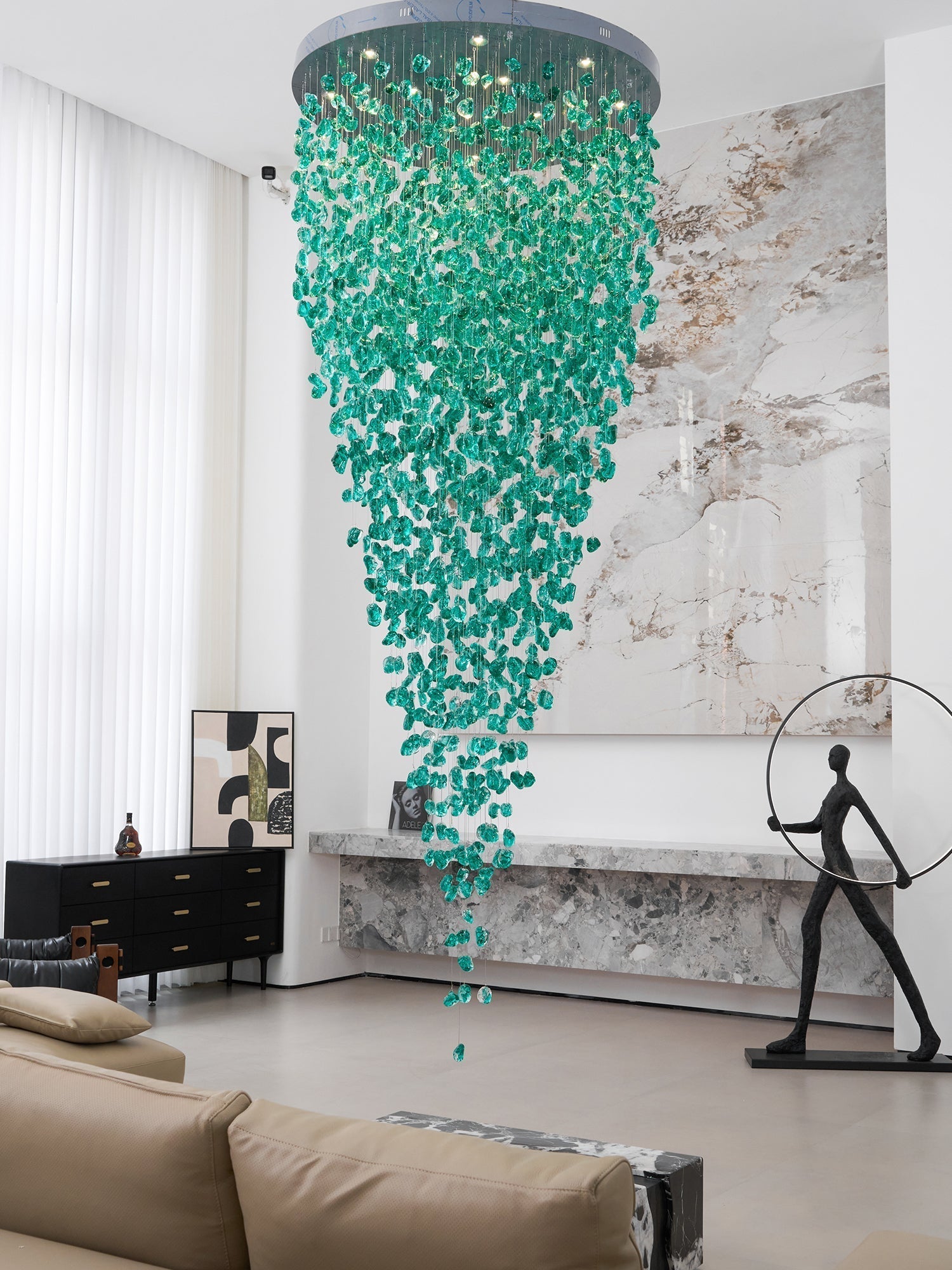 Polychrome Mineral Quartz Cascade Chandelier