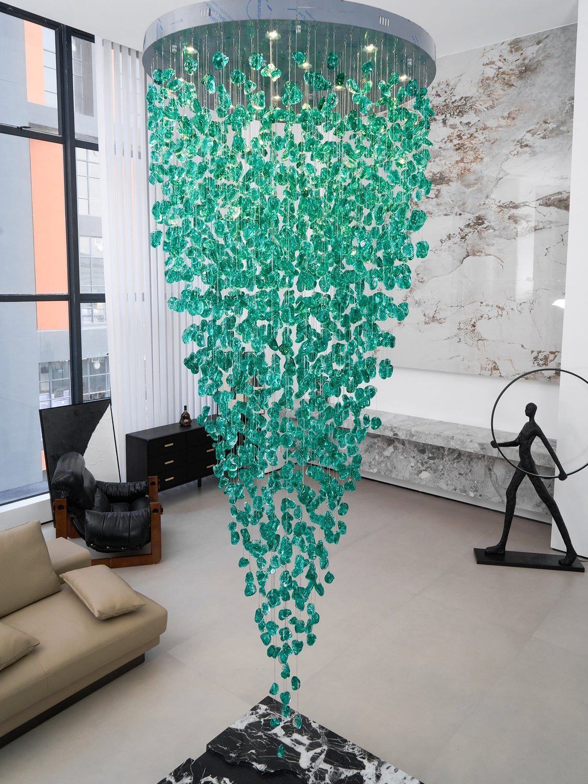 Polychrome Mineral Quartz Cascade Chandelier