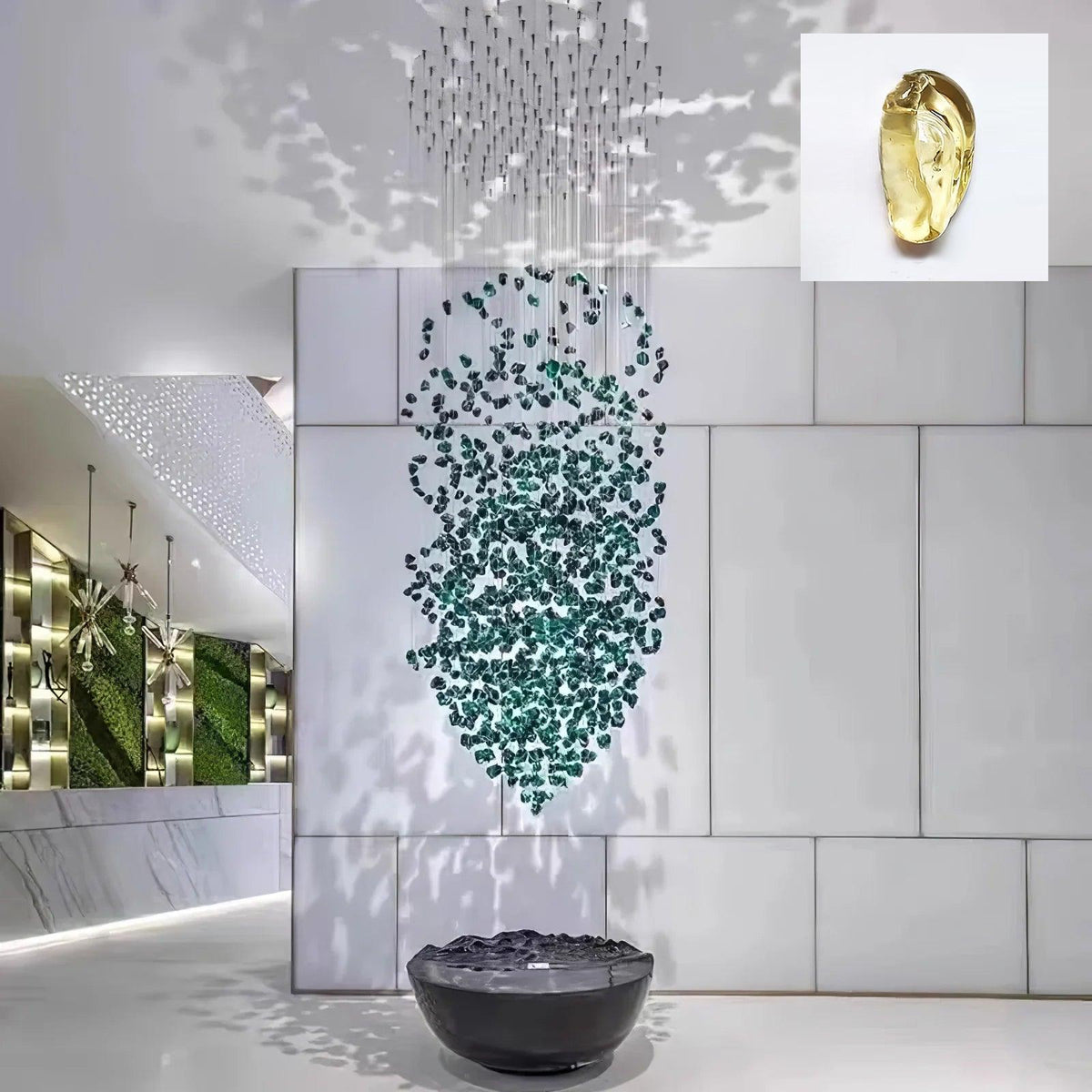 Polychrome Mineral Quartz Cascade Chandelier