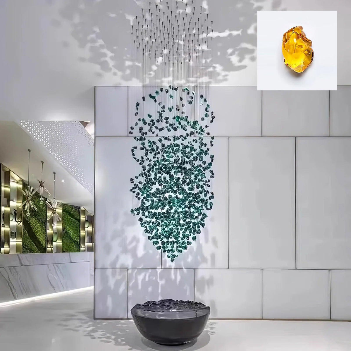 Polychrome Mineral Quartz Cascade Chandelier