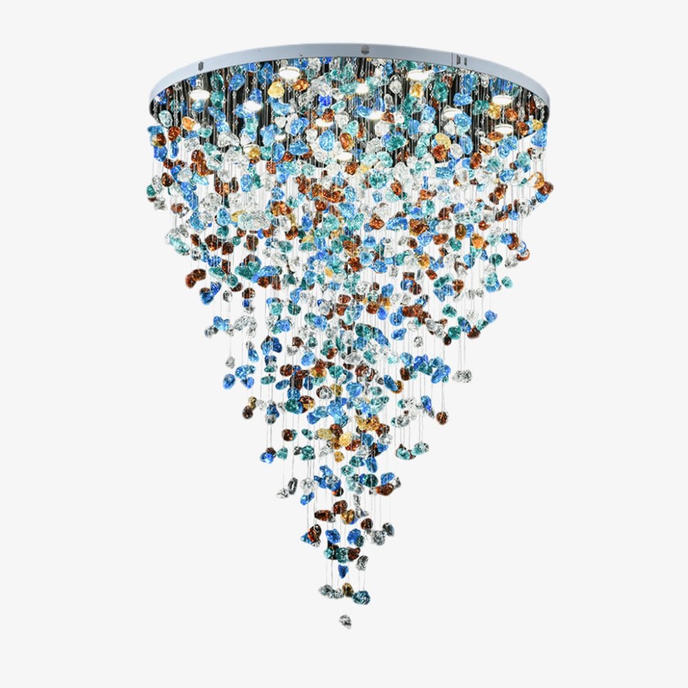 Polychrome Mineral Quartz Cascade Chandelier