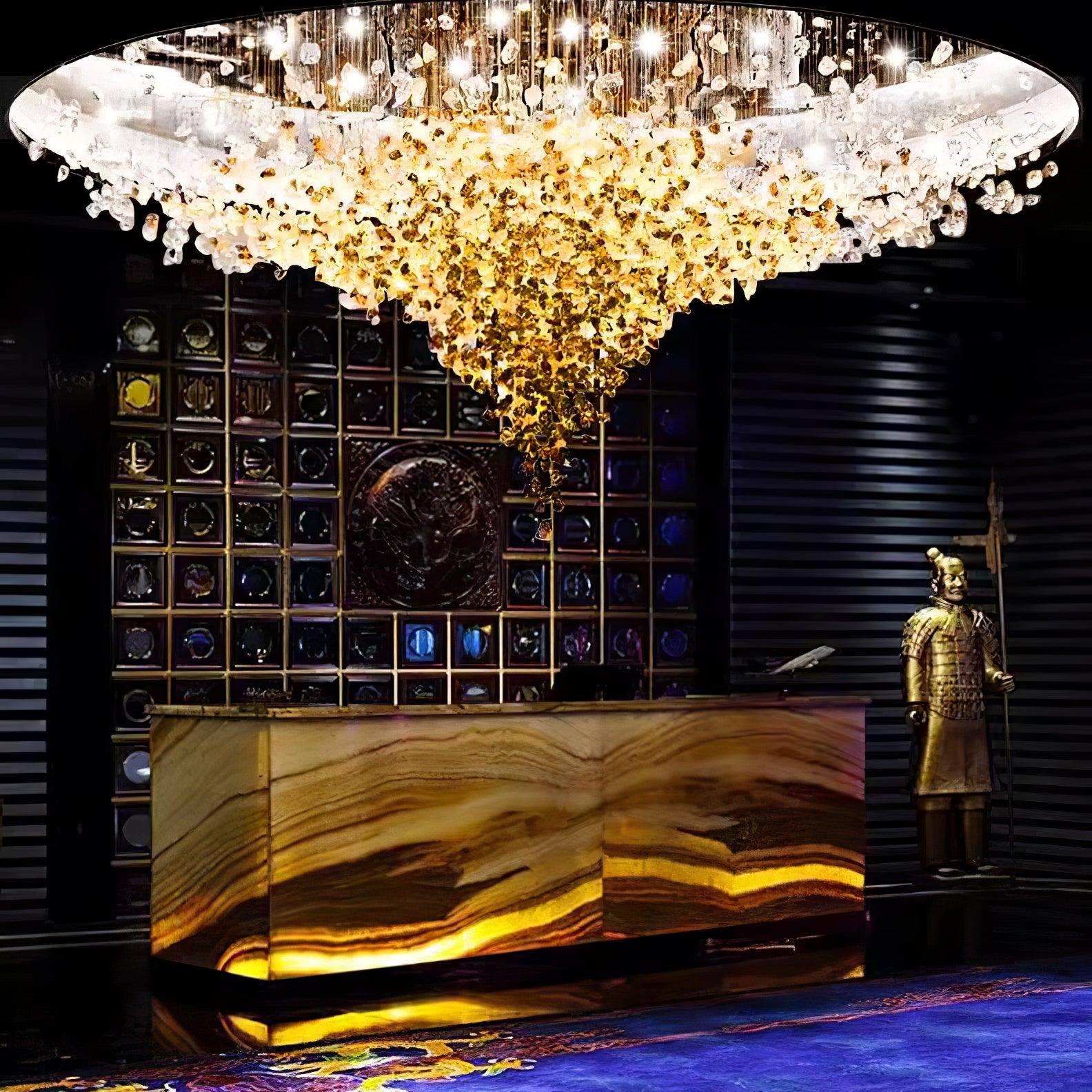 Polychrome Mineral Quartz Cascade Chandelier