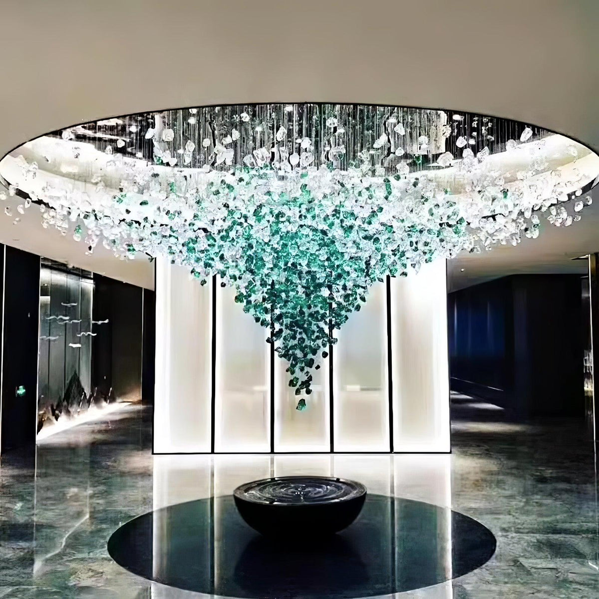 Polychrome Mineral Quartz Cascade Chandelier