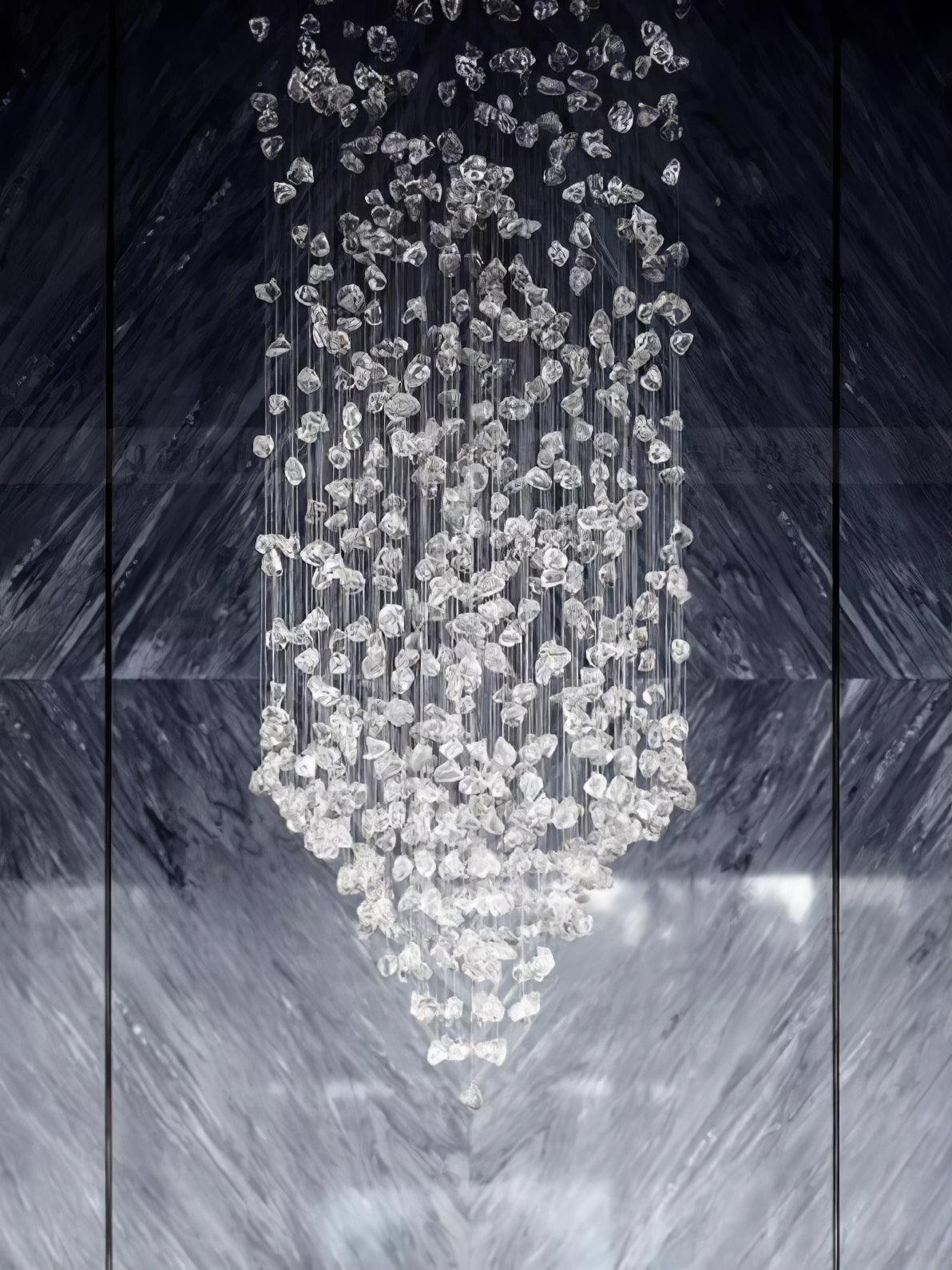 Polychrome Mineral Quartz Cascade Chandelier