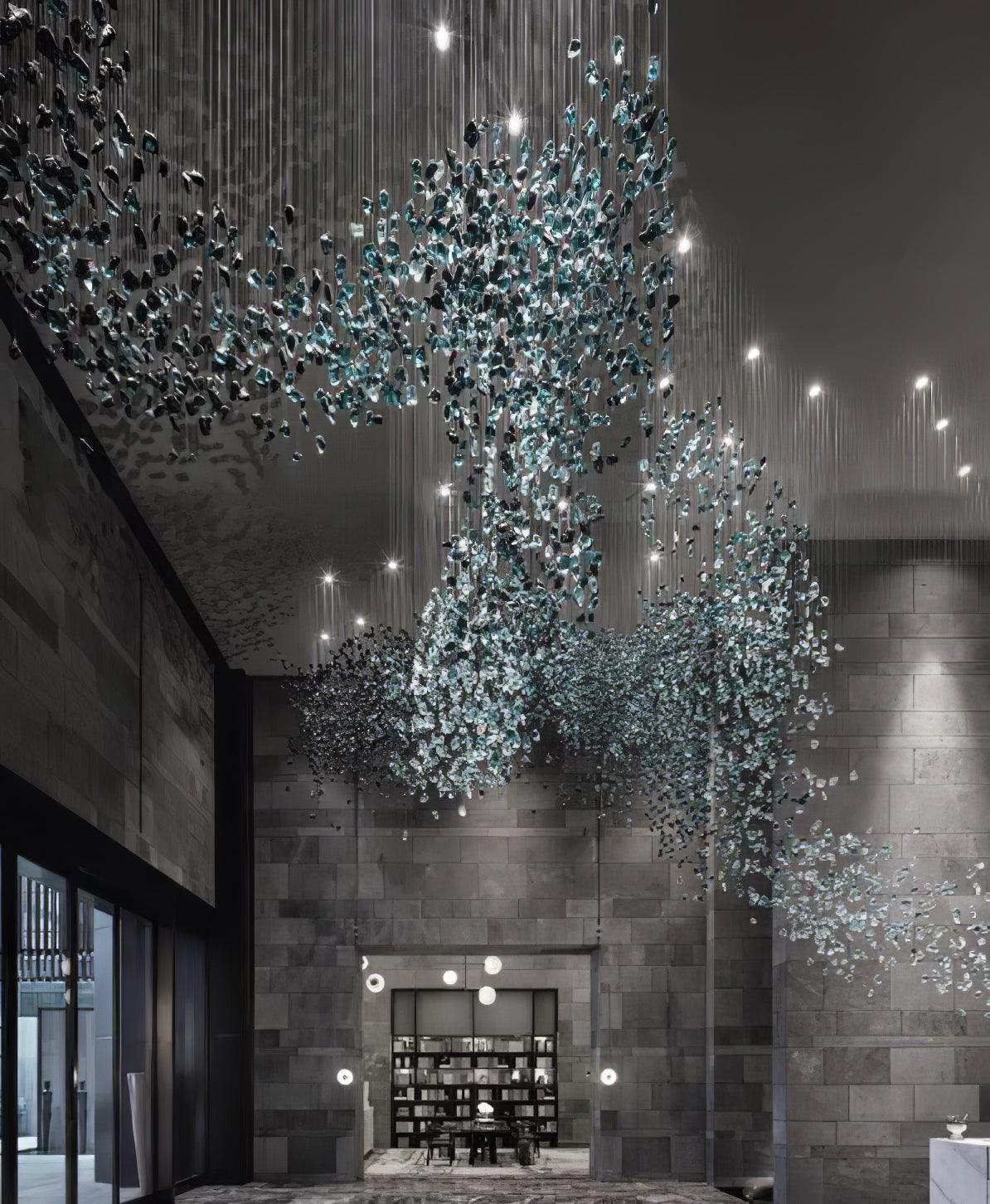 Polychrome Mineral Quartz Cascade Chandelier