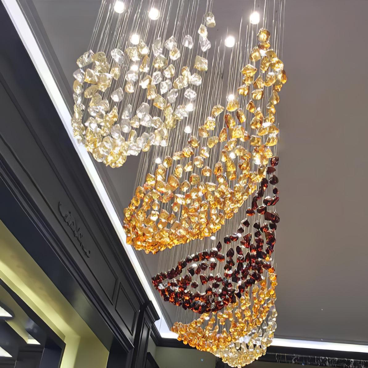 Polychrome Mineral Quartz Cascade Chandelier