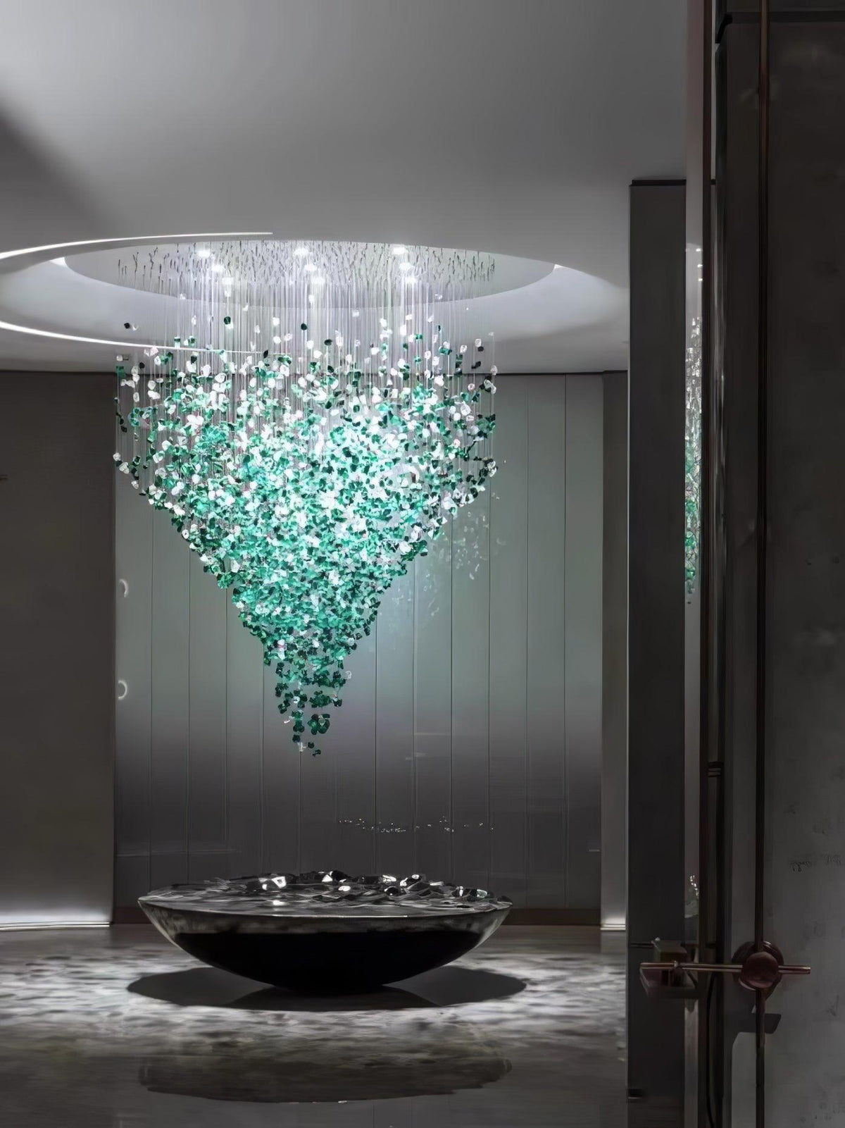 Polychrome Mineral Quartz Cascade Chandelier