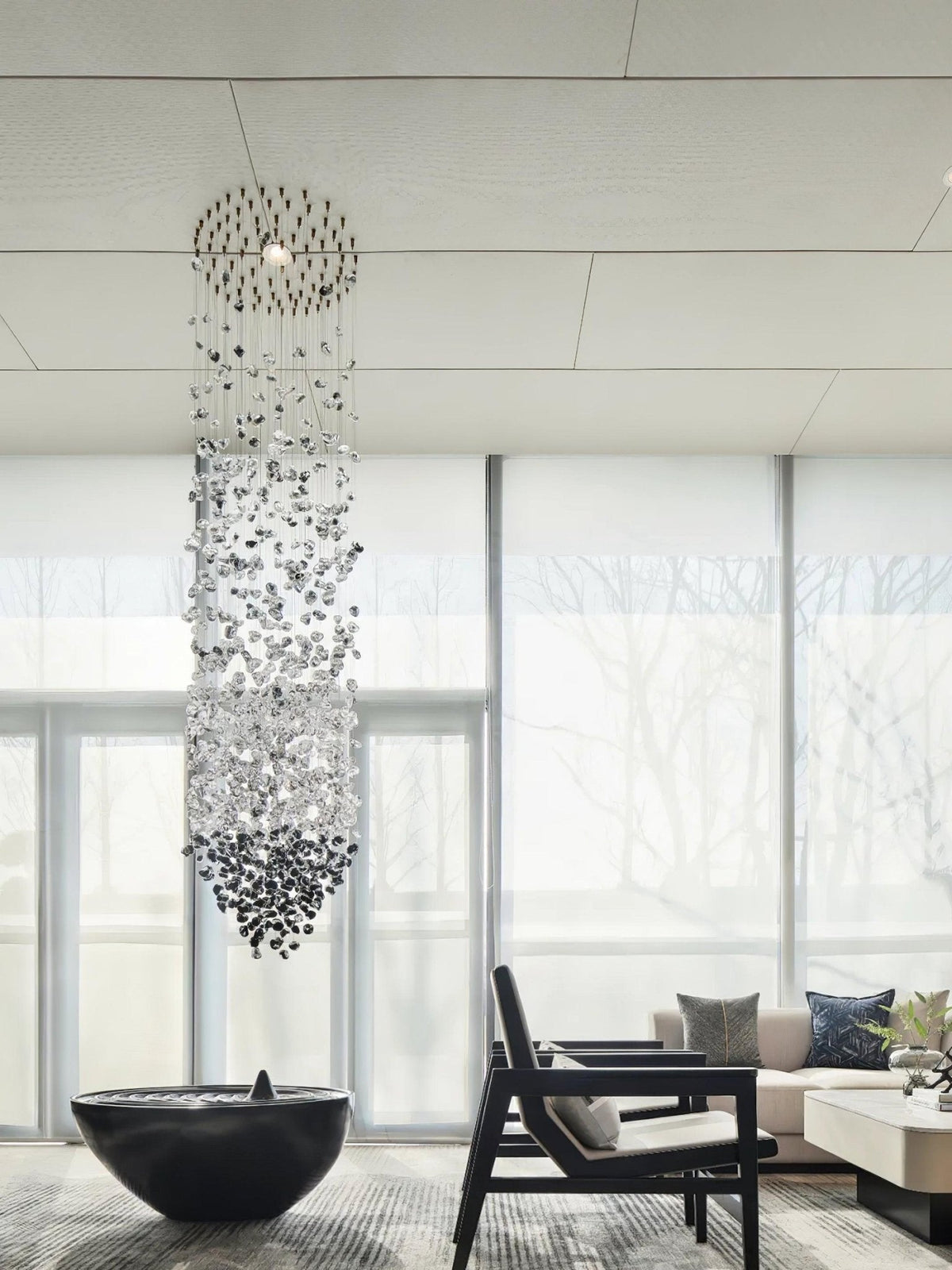 Polychrome Mineral Quartz Cascade Chandelier