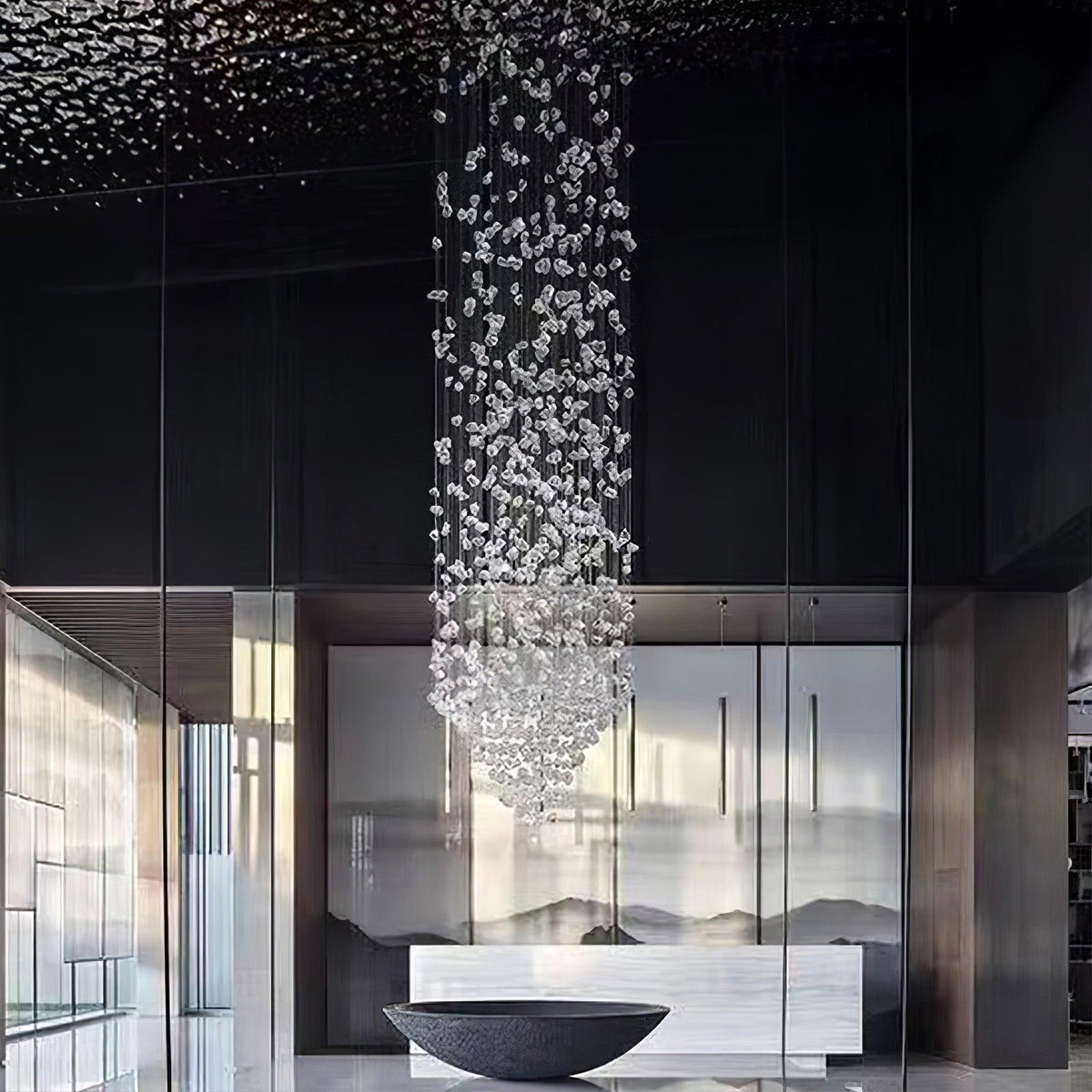 Polychrome Mineral Quartz Cascade Chandelier
