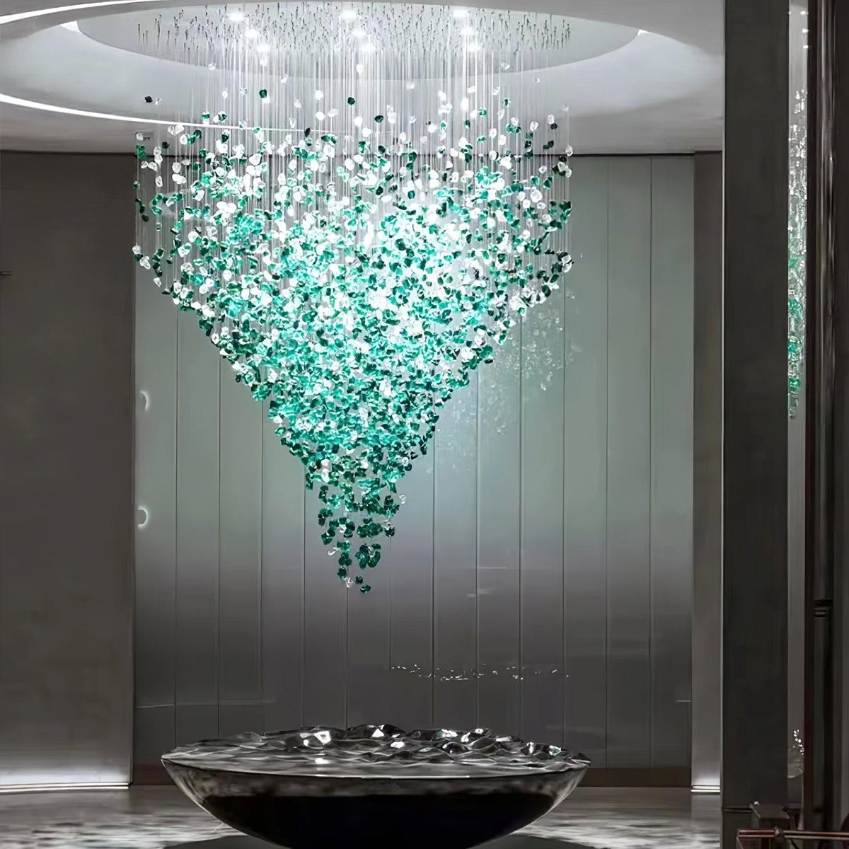 Polychrome Mineral Quartz Cascade Chandelier