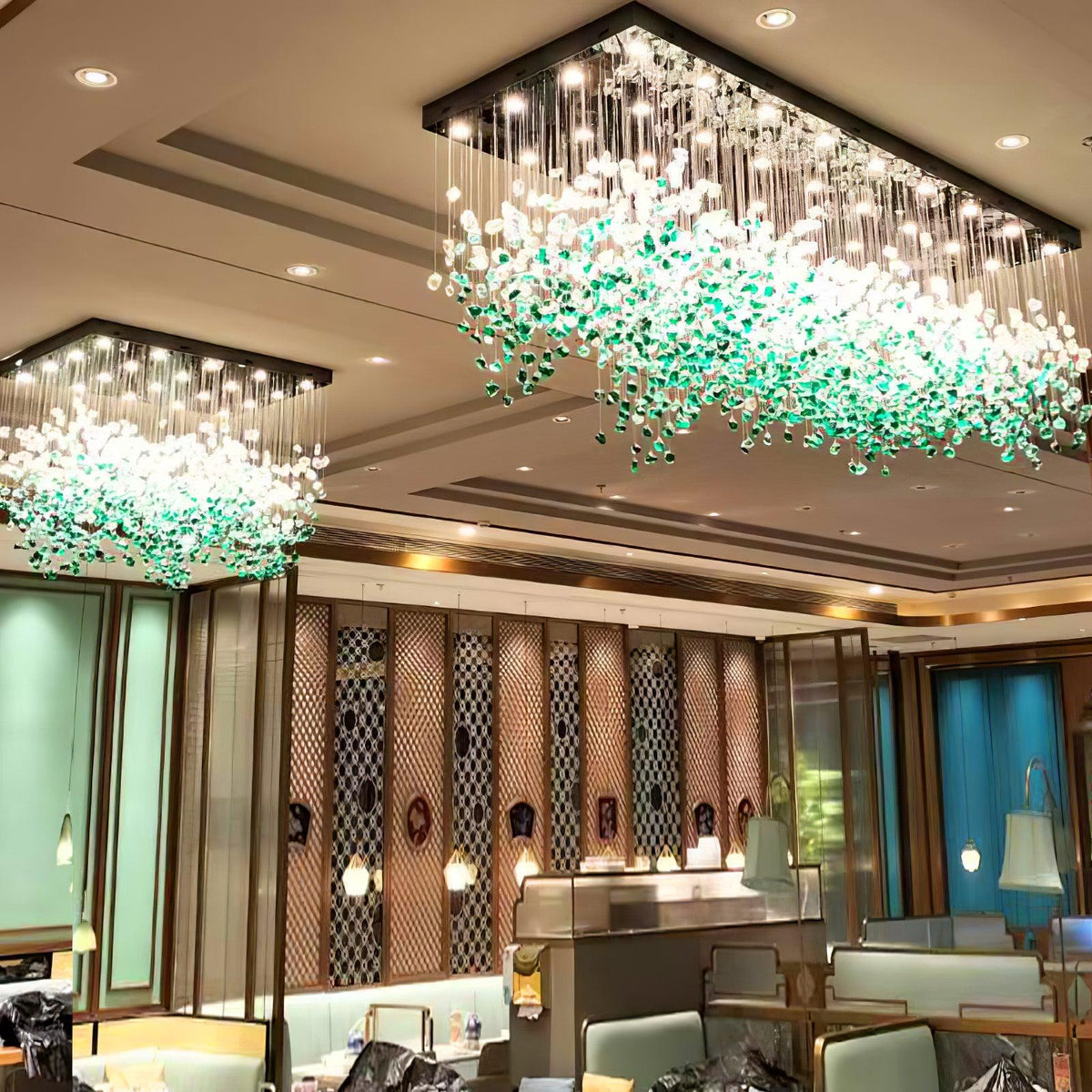 Polychrome Mineral Quartz Cascade Chandelier