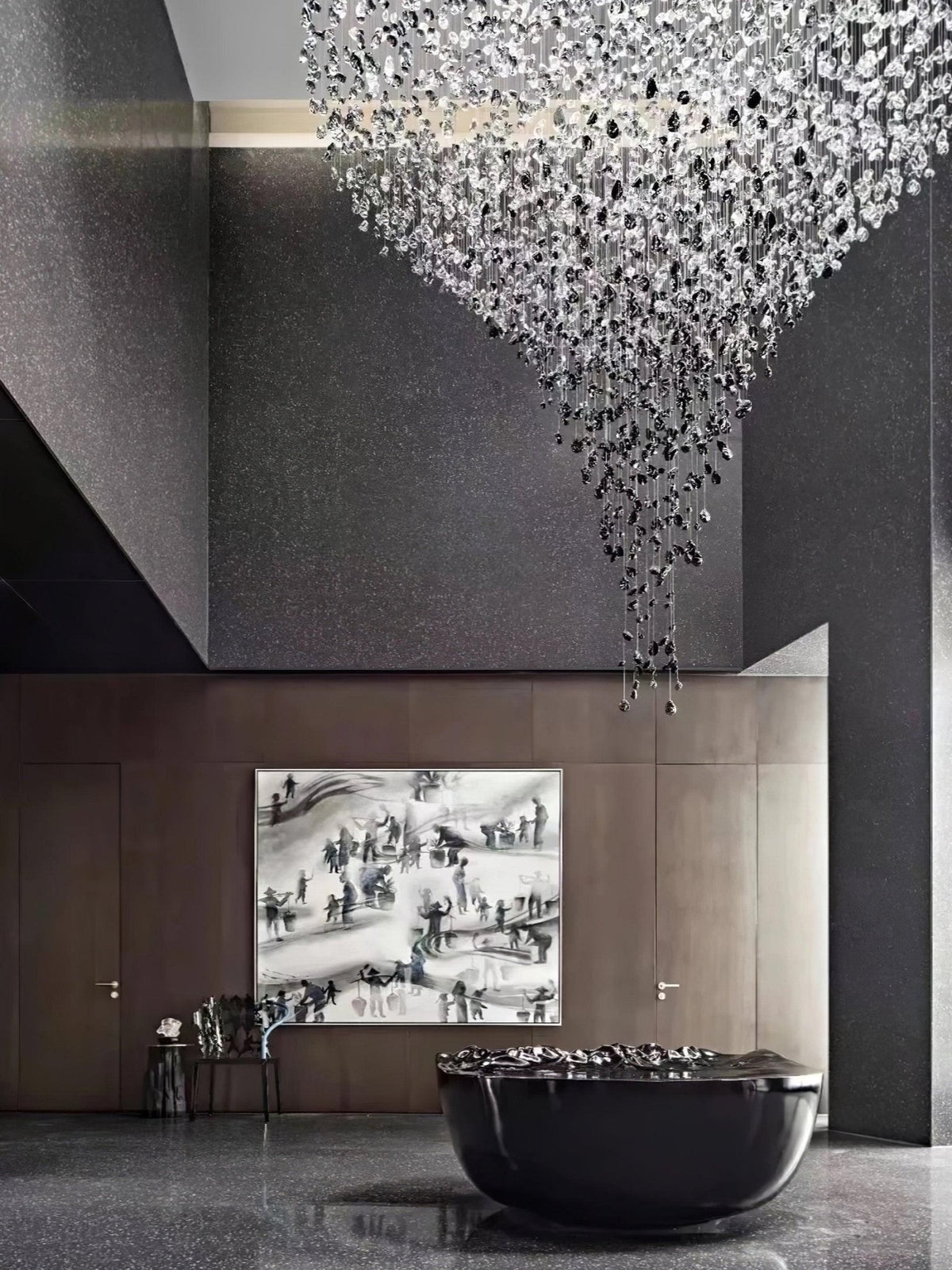 Polychrome Mineral Quartz Cascade Chandelier