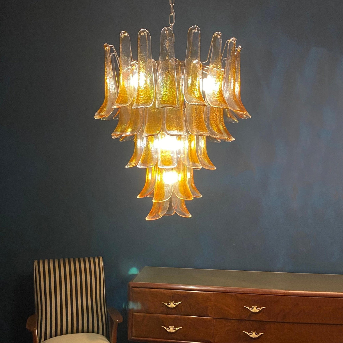 Maelric Amber Glass Petals Chandelier
