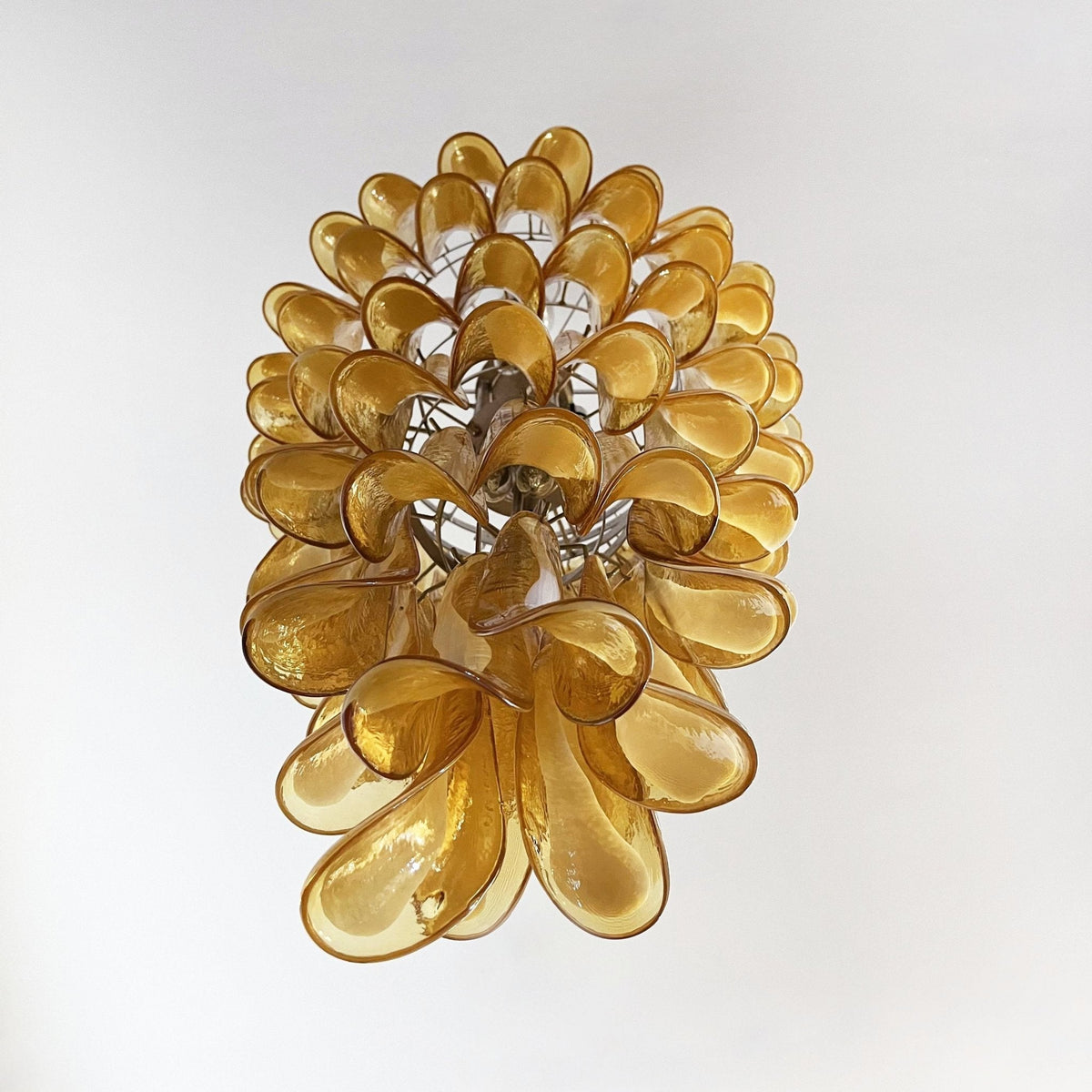 Lumenaine Chandelier Amber White Murano Spiral Petals