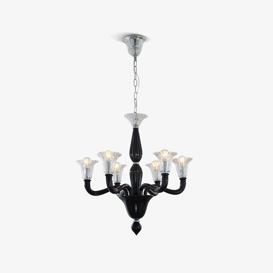 Silten Chandelier Black Murano Candle Arm Glass Classic