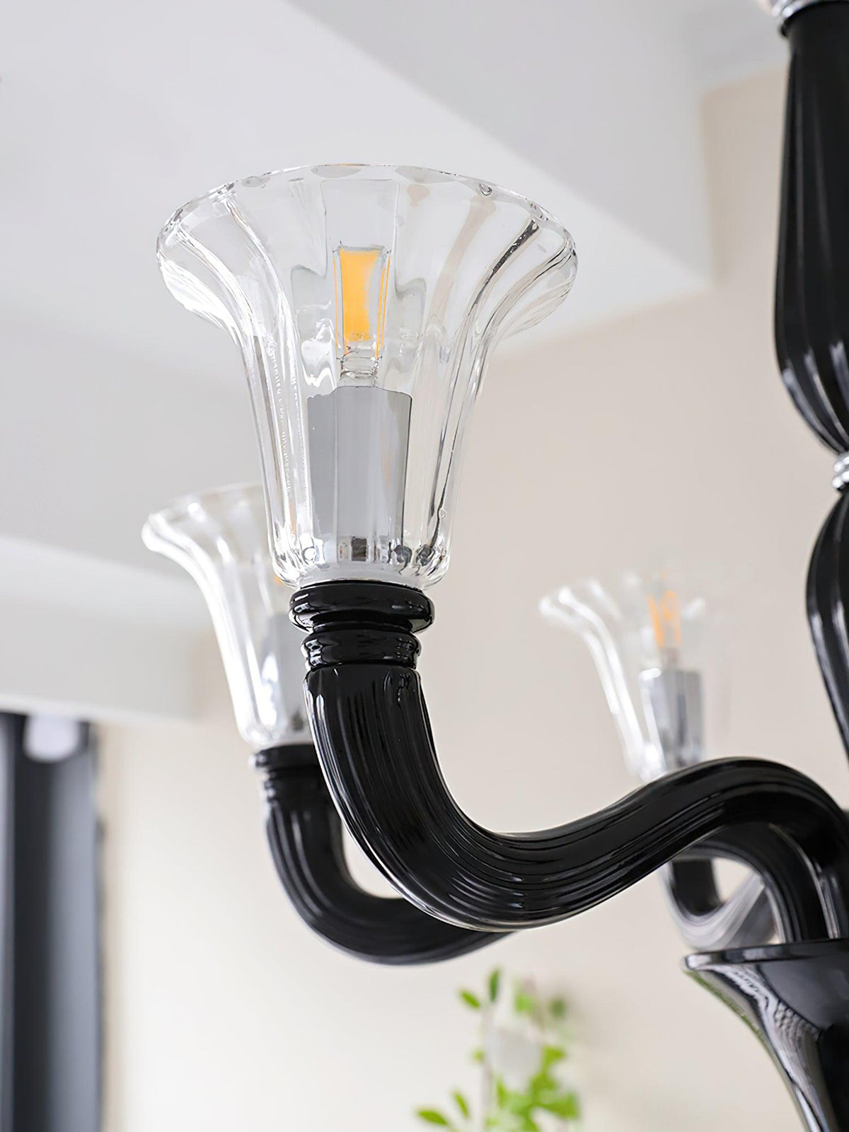 Silten Chandelier Black Murano Candle Arm Glass Classic