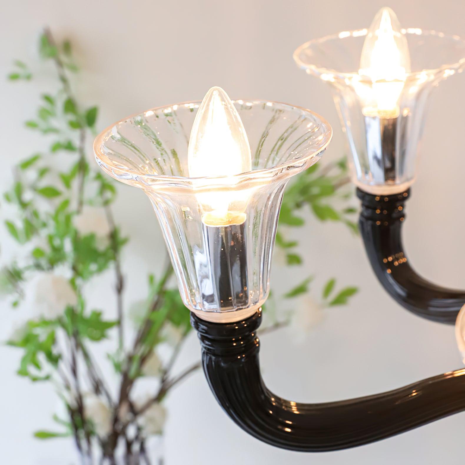 Silten Chandelier Black Murano Candle Arm Glass Classic