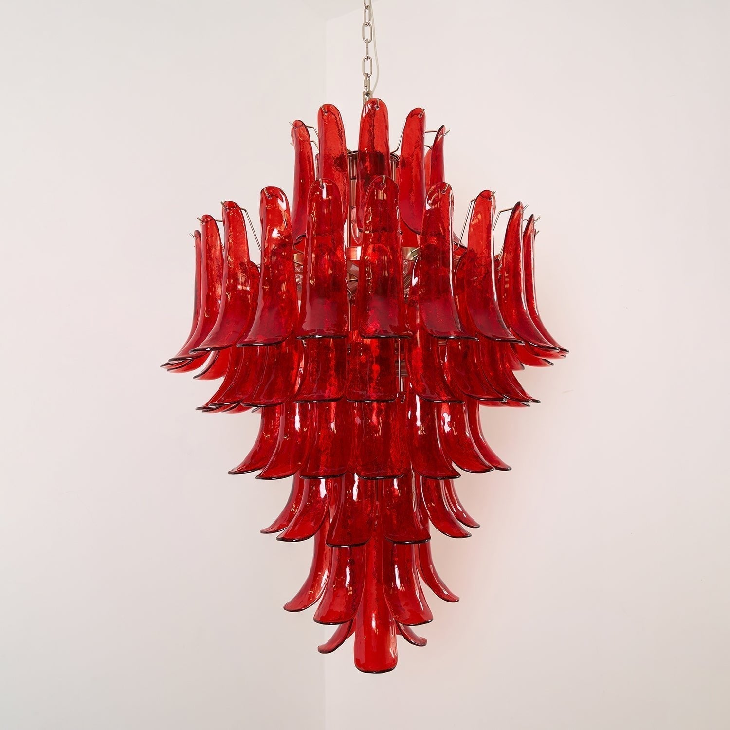 Celuena Chandelier Crimson Murano Petals Bold Art Glass