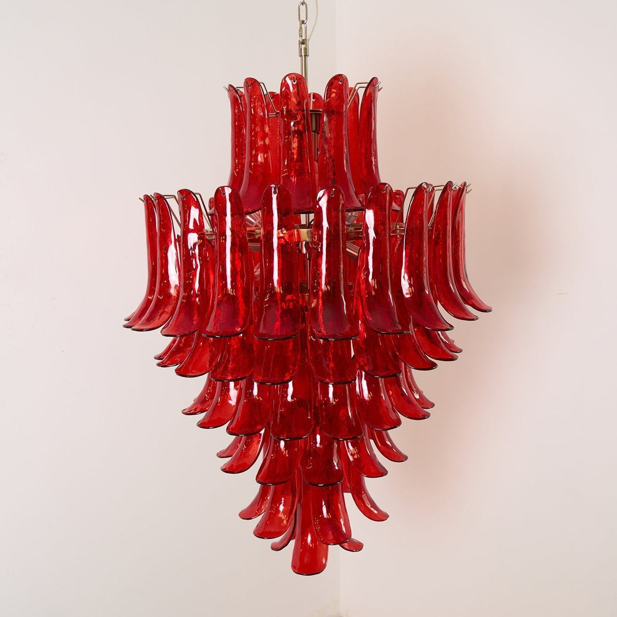 Celuena Chandelier Crimson Murano Petals Bold Art Glass