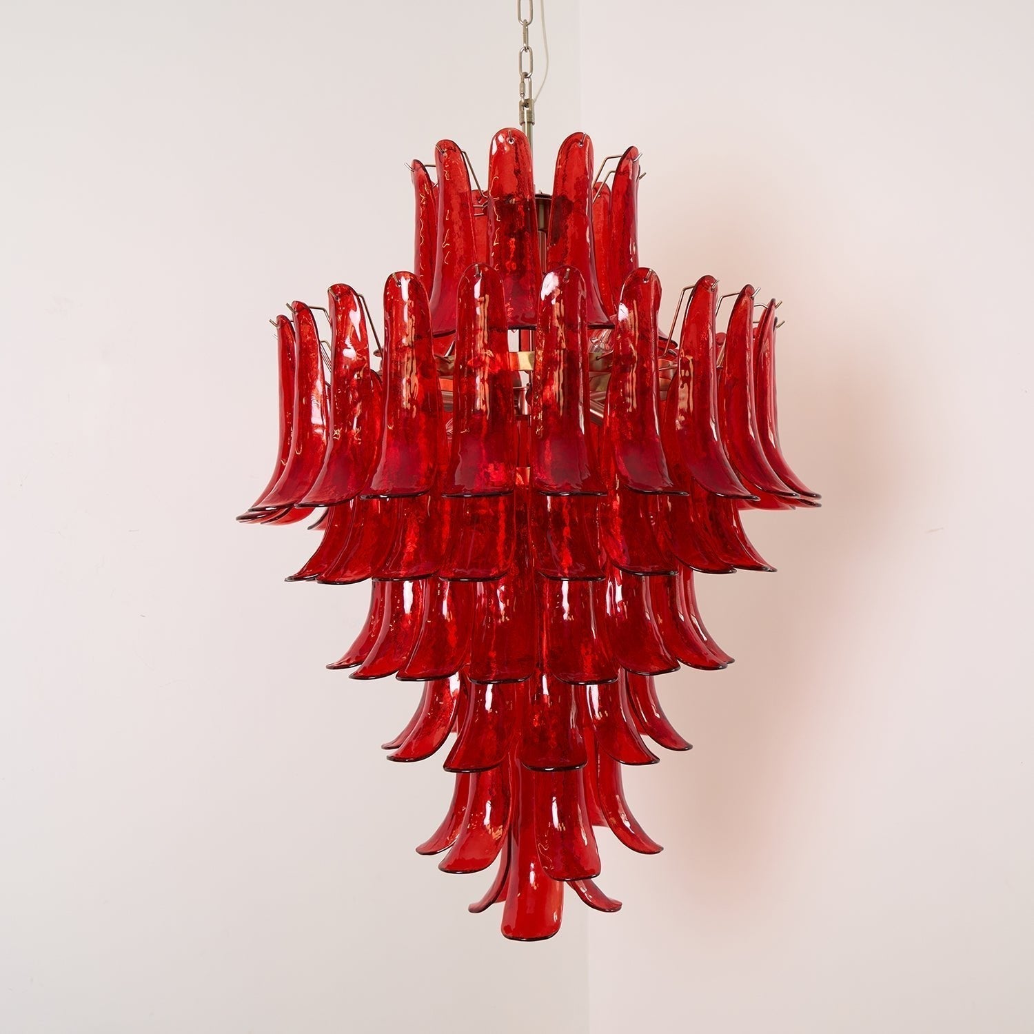 Celuena Chandelier Crimson Murano Petals Bold Art Glass