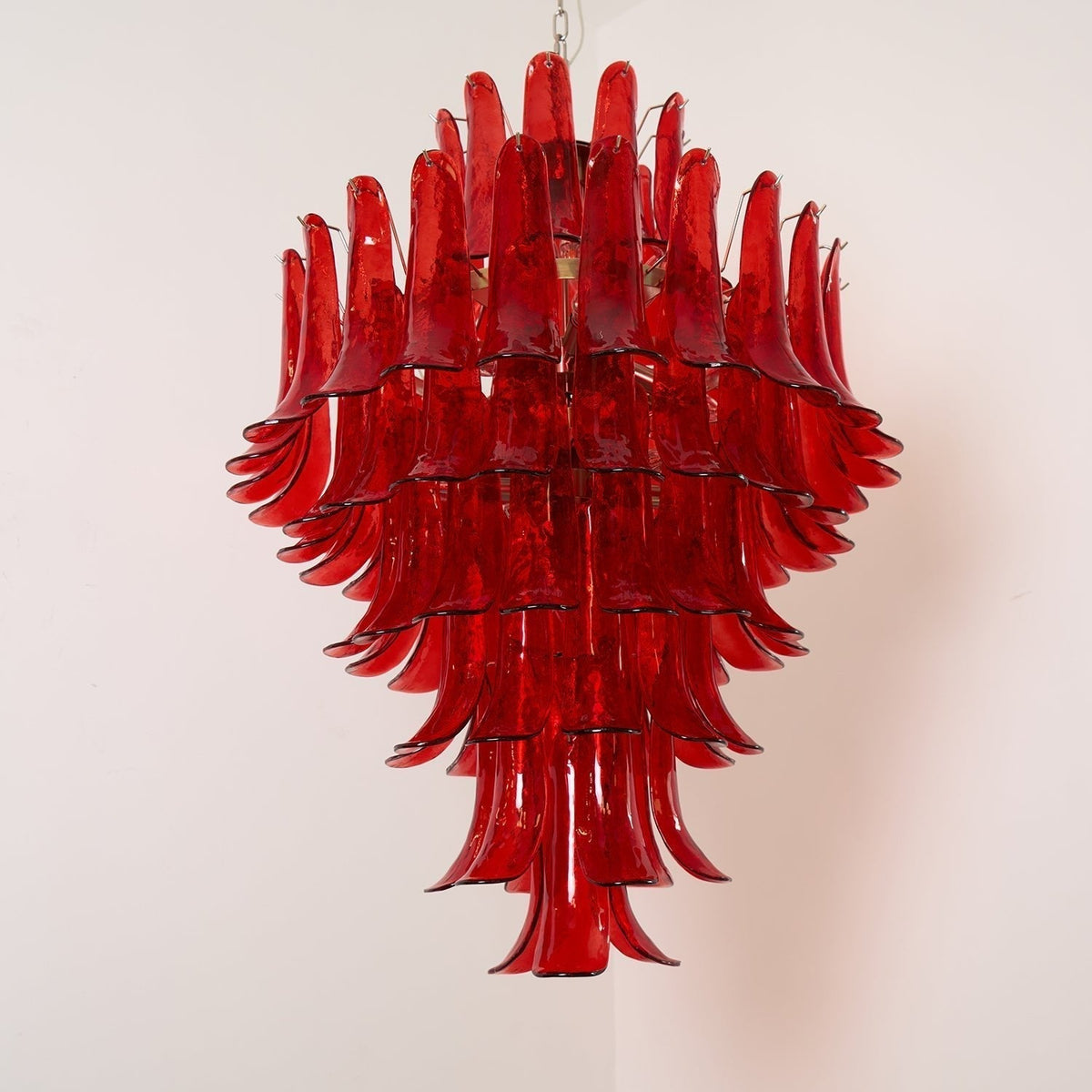 Celuena Chandelier Crimson Murano Petals Bold Art Glass