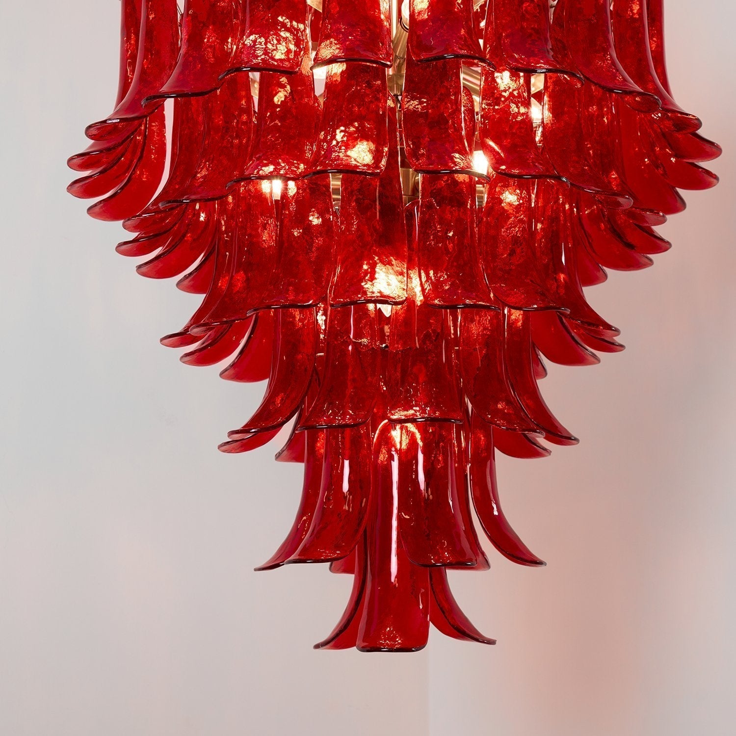 Celuena Chandelier Crimson Murano Petals Bold Art Glass