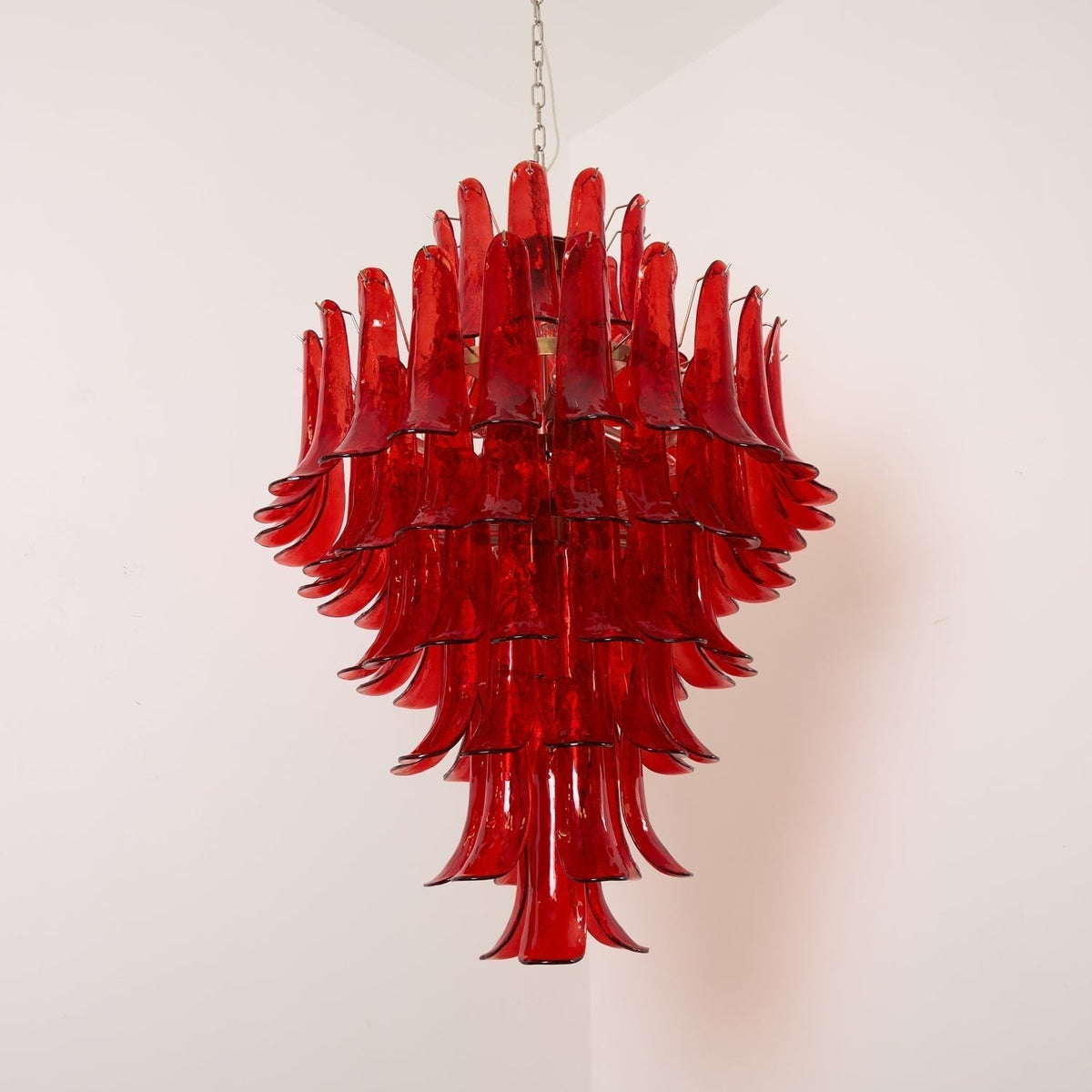 Celuena Chandelier Crimson Murano Petals Bold Art Glass