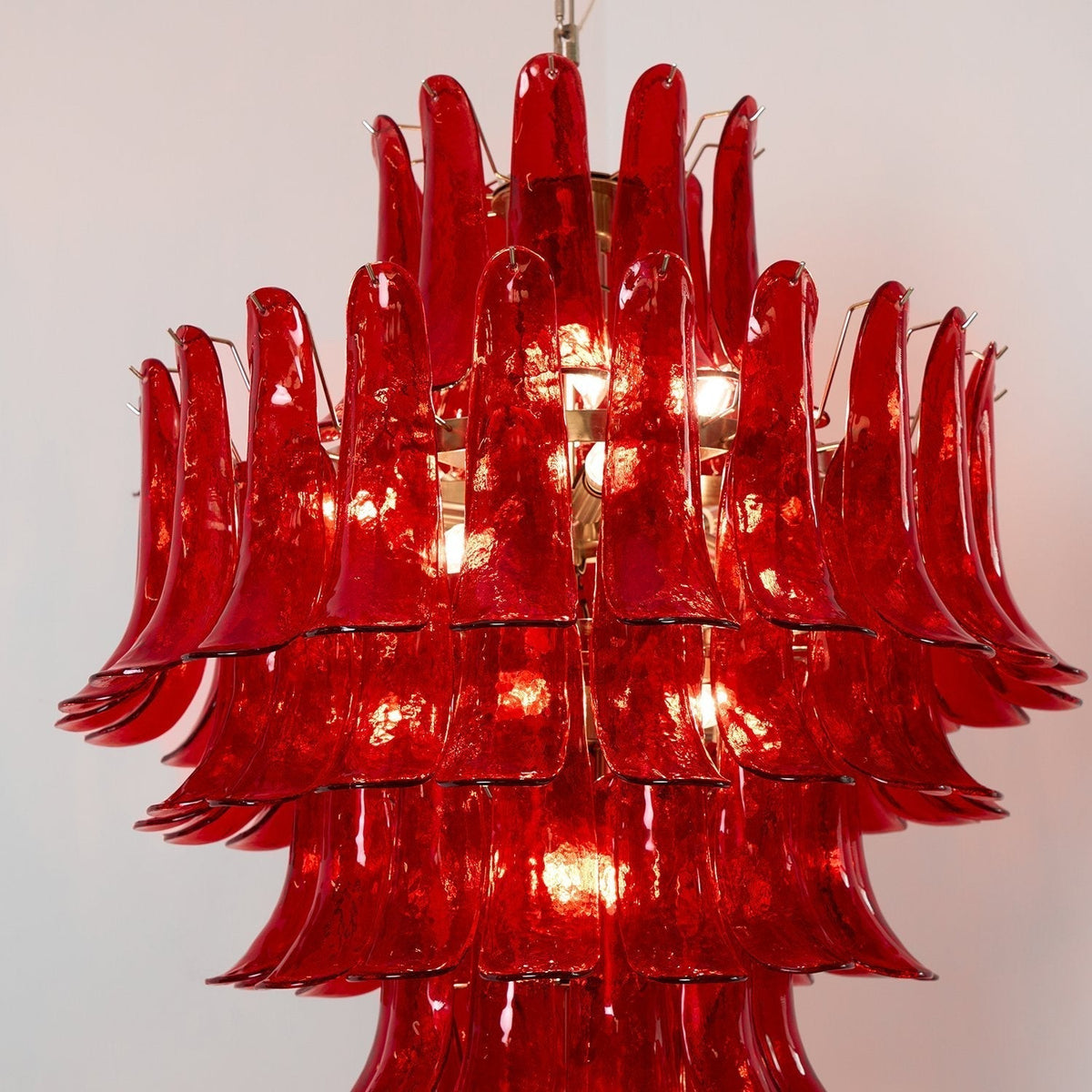 Celuena Chandelier Crimson Murano Petals Bold Art Glass