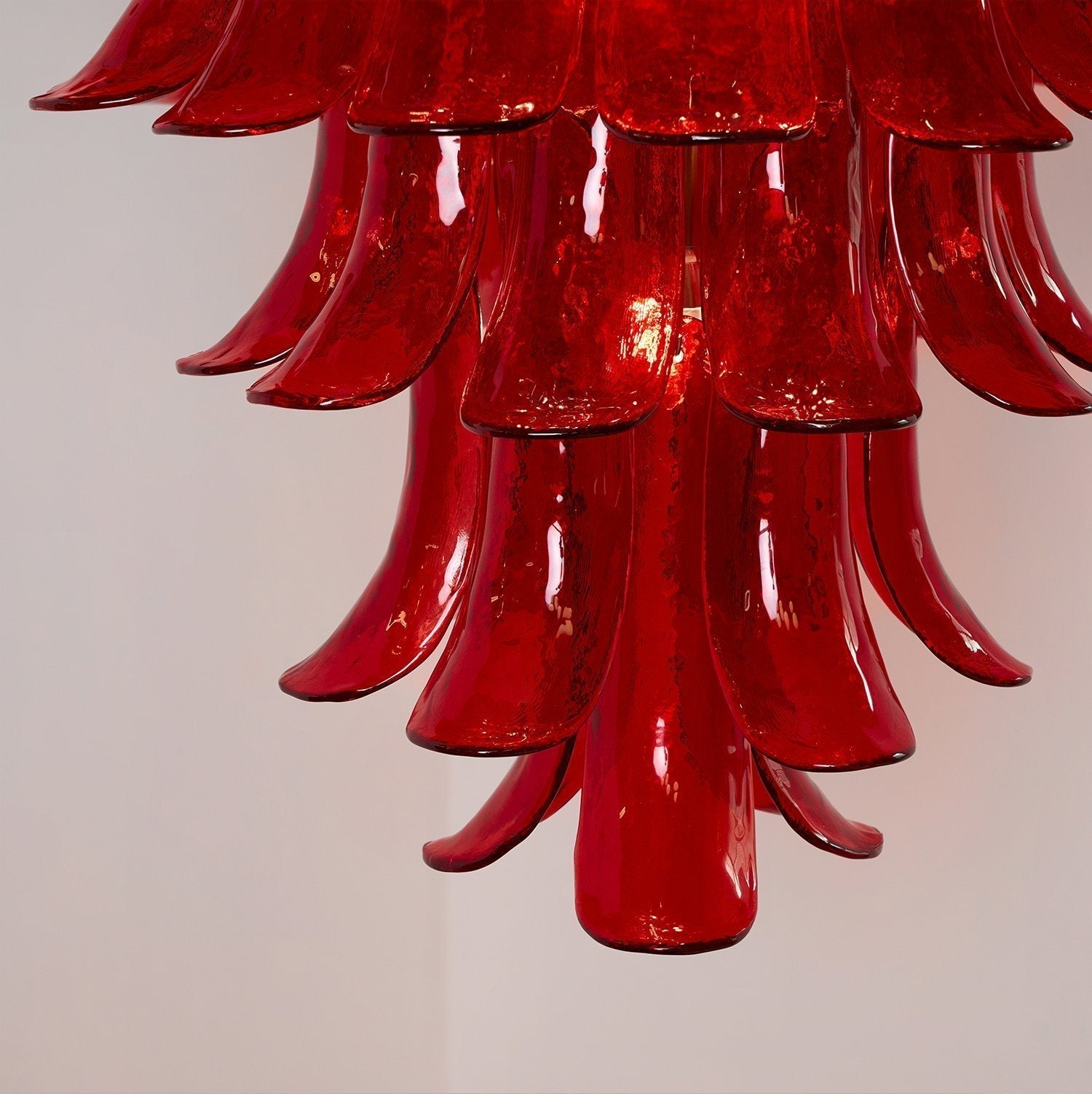 Celuena Chandelier Crimson Murano Petals Bold Art Glass