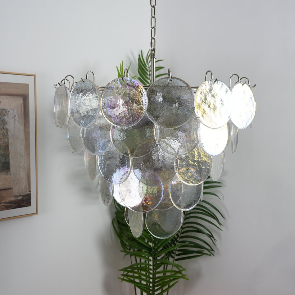 Liorerora Chandelier Iridescent Murano Glass Disc