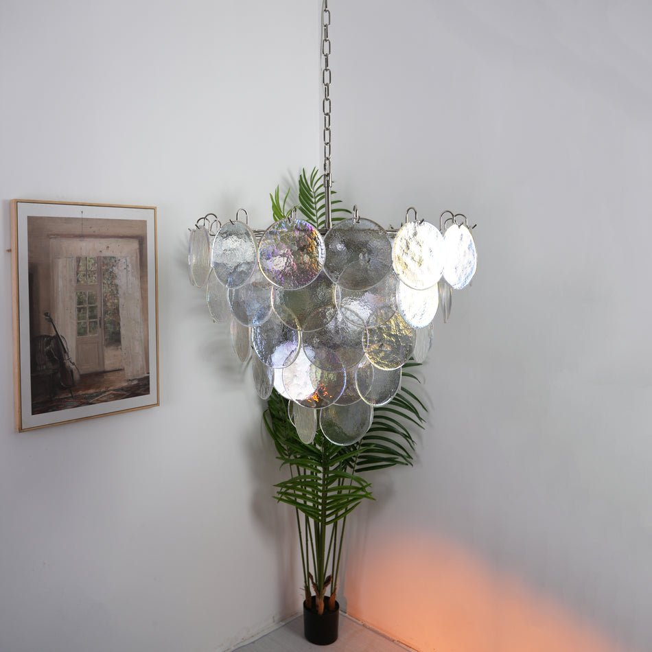 Liorerora Chandelier Iridescent Murano Glass Disc