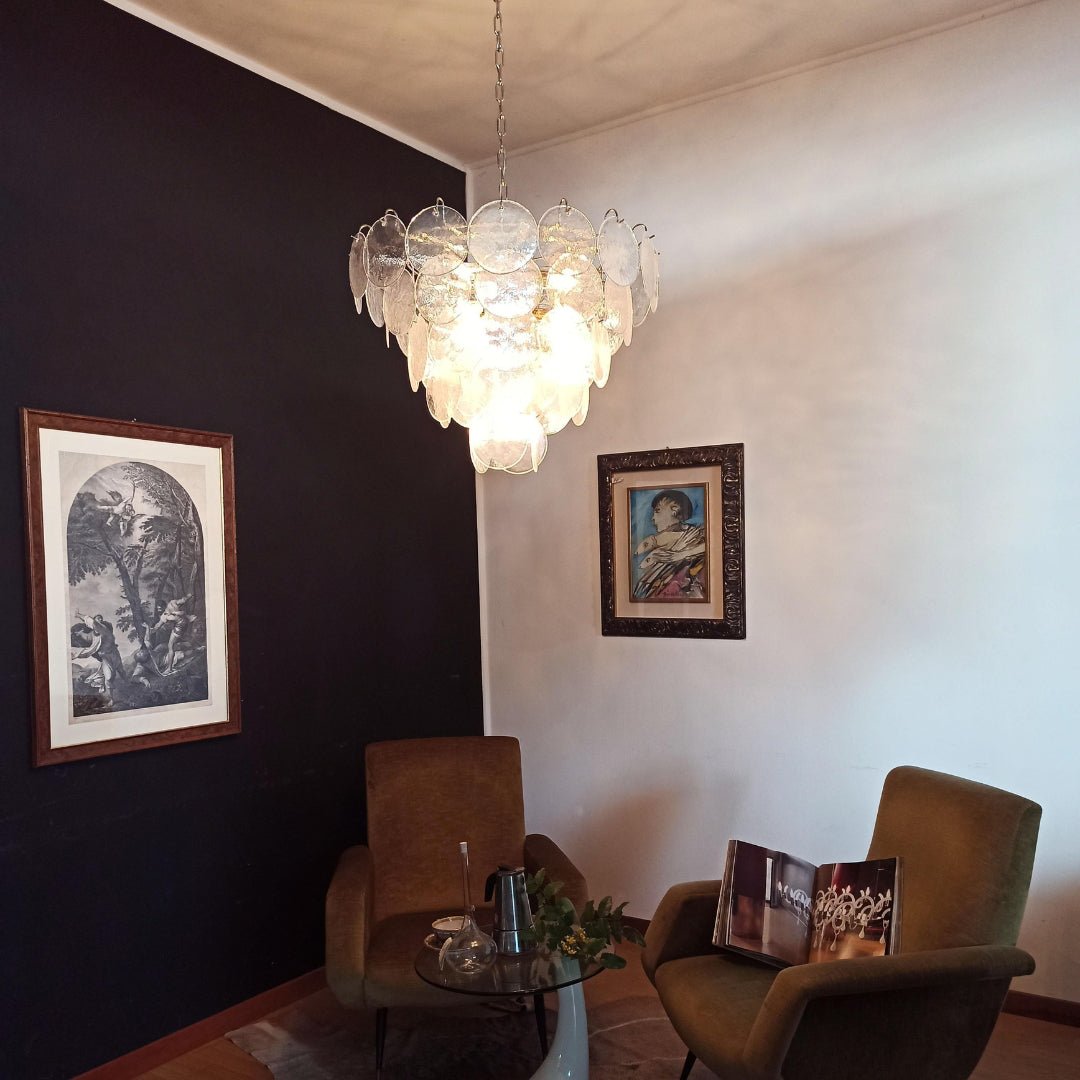 Liorerora Chandelier Iridescent Murano Glass Disc