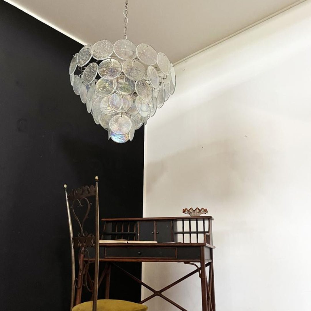Liorerora Chandelier Iridescent Murano Glass Disc