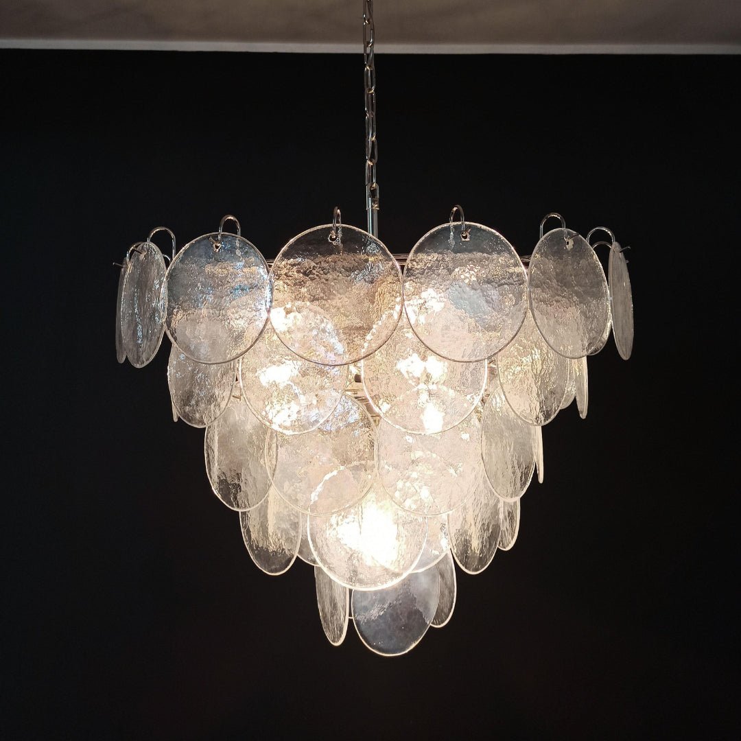 Liorerora Chandelier Iridescent Murano Glass Disc