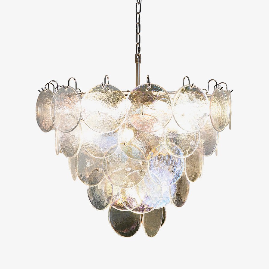 Liorerora Chandelier Iridescent Murano Glass Disc
