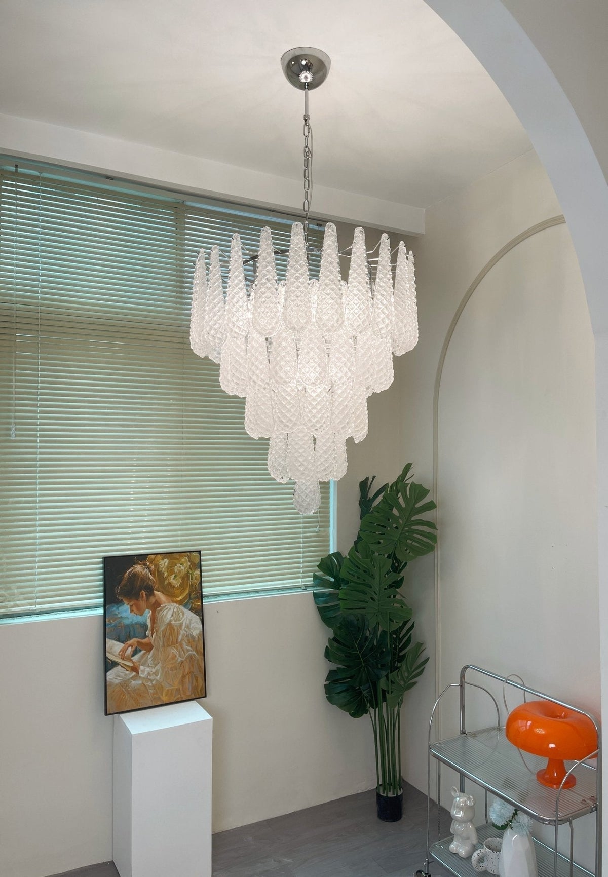 Velerine Chandelier Clear Murano Glass Dewdrop Layered