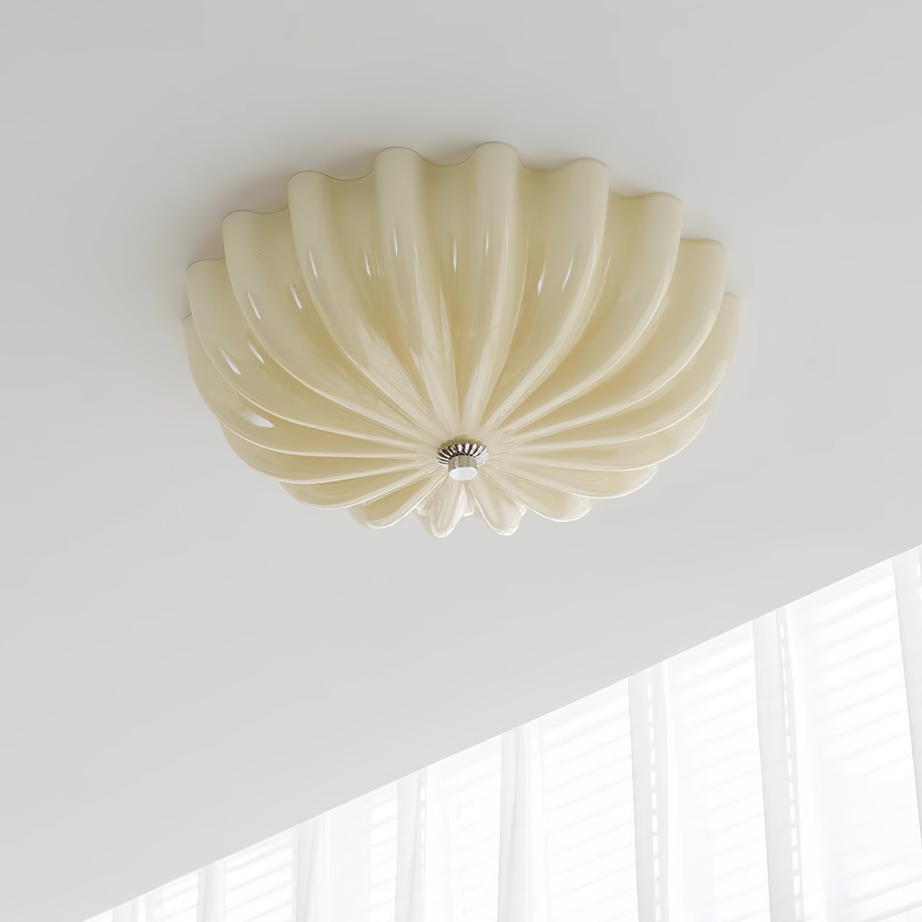 Aurora Ceiling Lamp Murano Blown Glass Shell Inspired - Neutral Decor