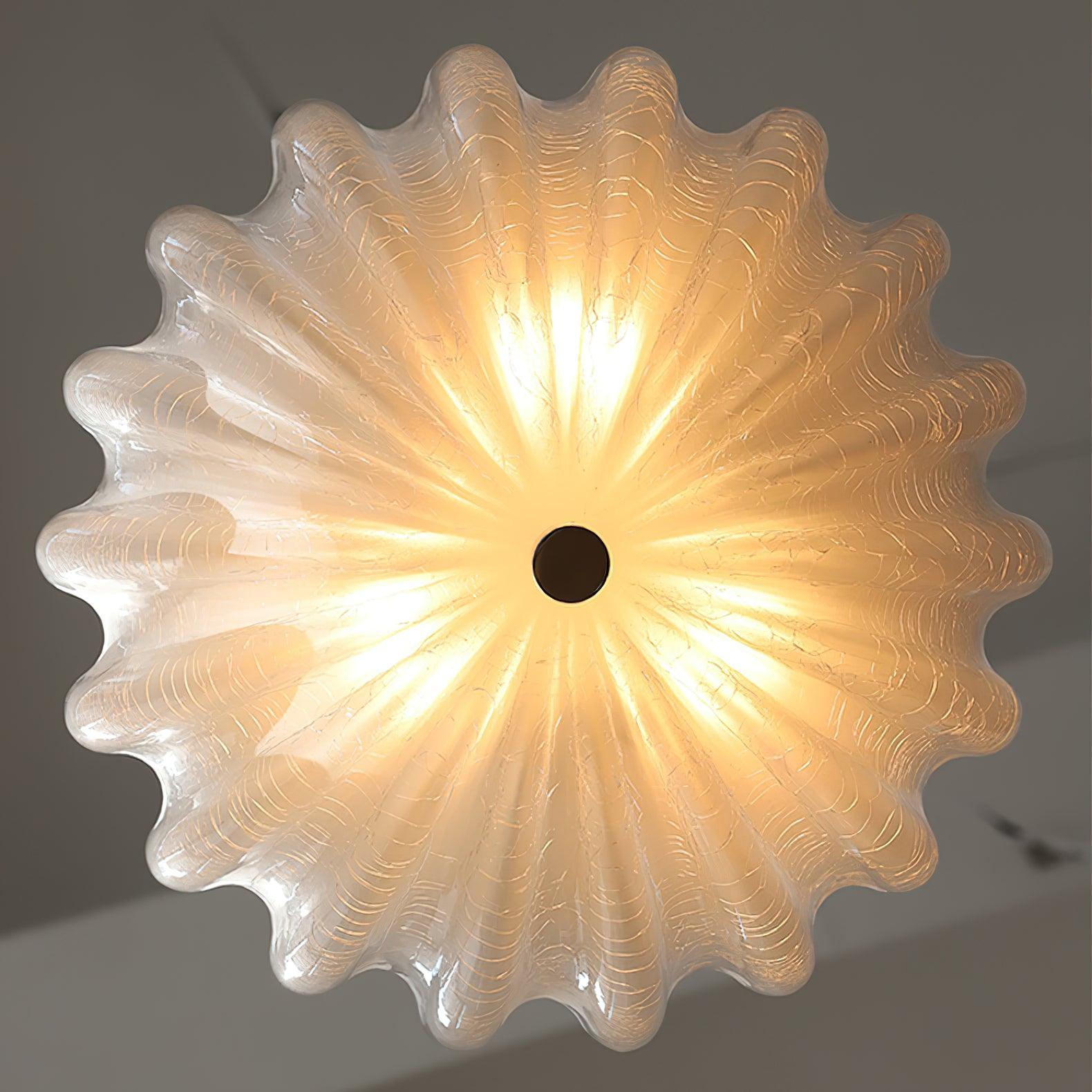 Aurora Ceiling Lamp Murano Blown Glass Shell Inspired - Neutral Decor