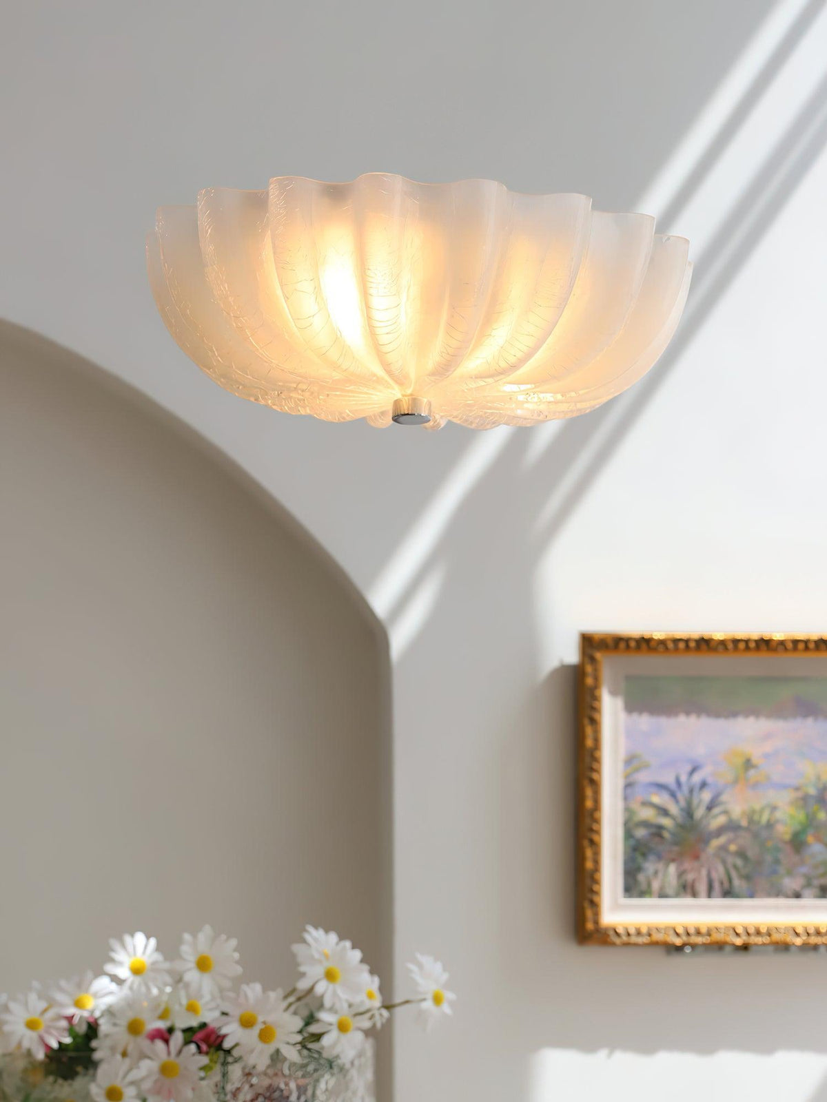 Urelis Ceiling Lamp Murano Blown Glass Shell Inspired
