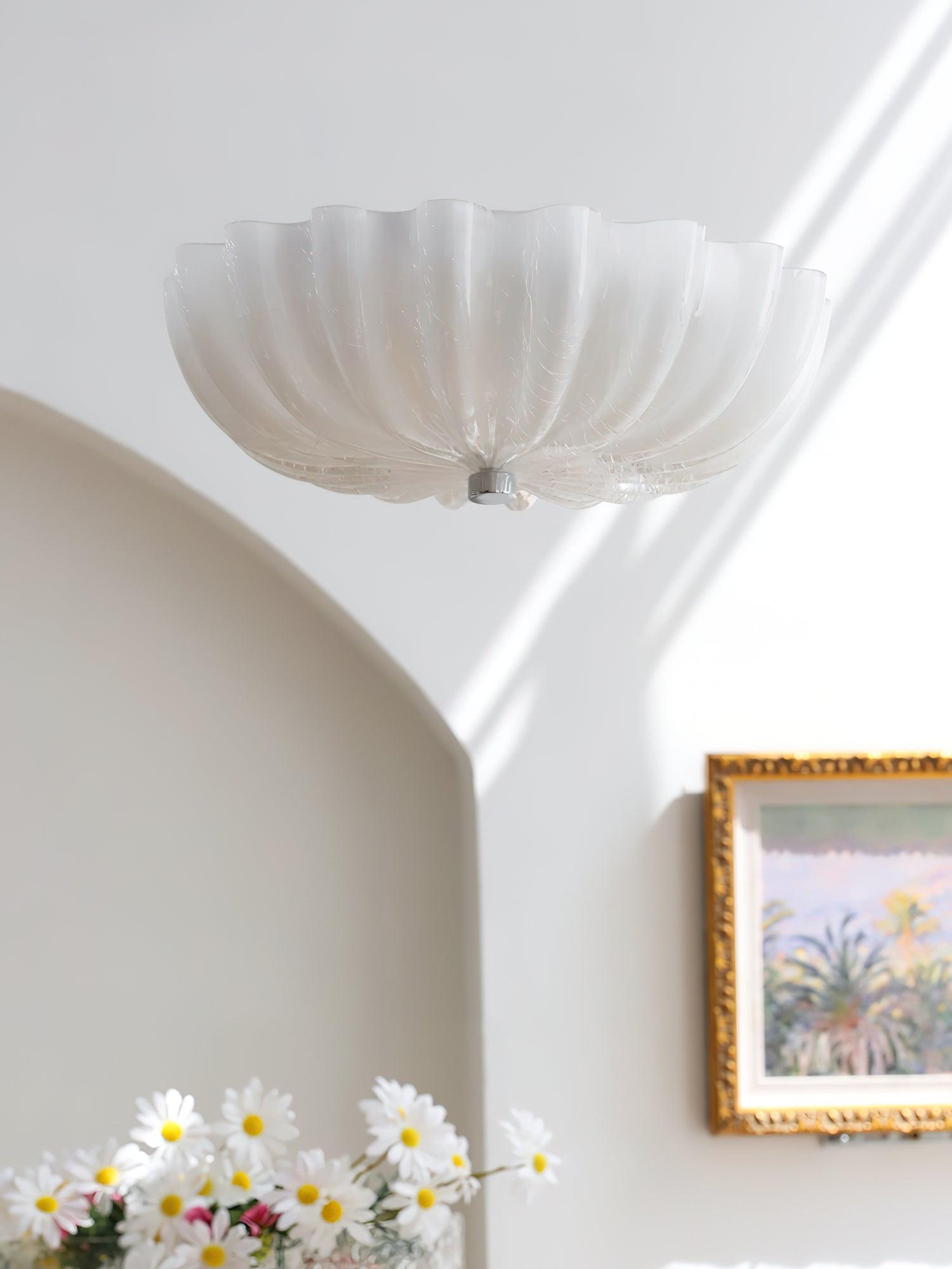 Urelis Ceiling Lamp Murano Blown Glass Shell Inspired