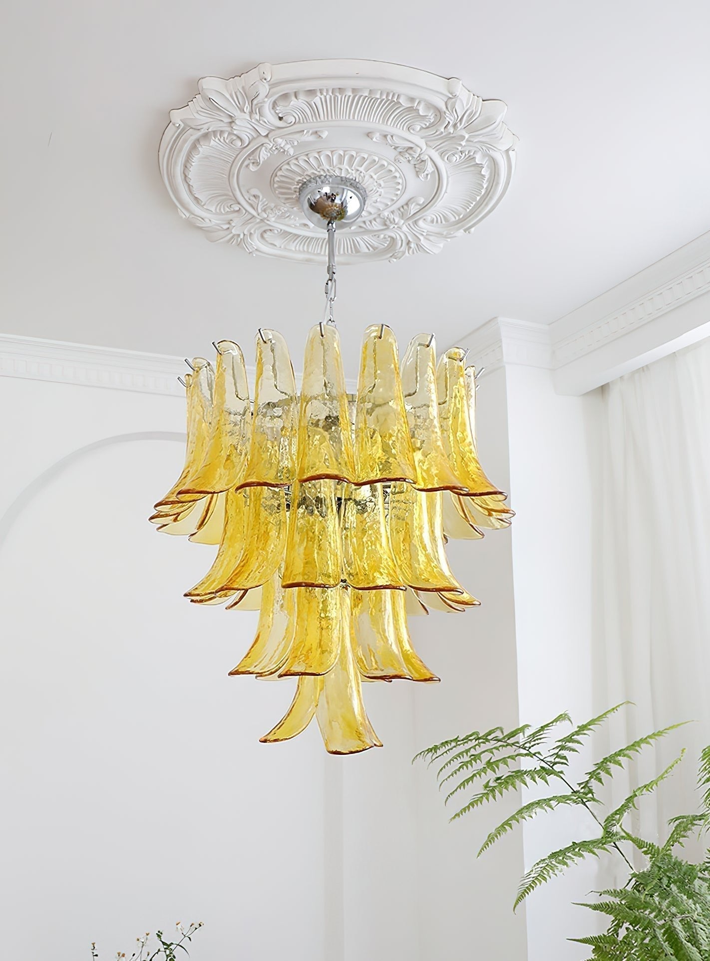 Celiian Chandelier Murano Glass Petals Vintage