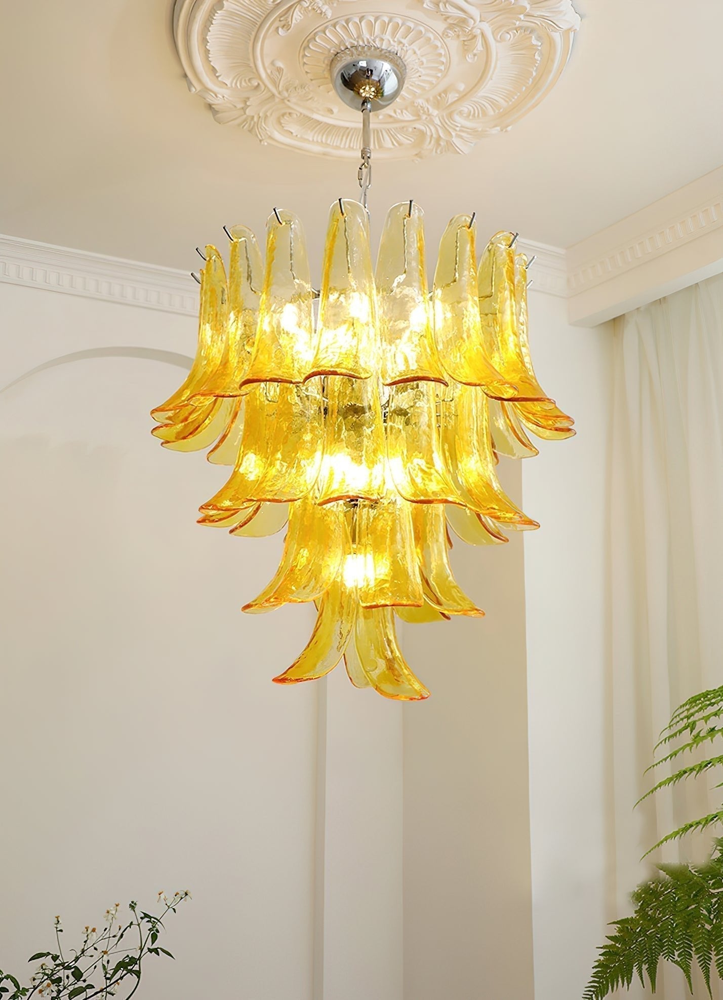 Celiian Chandelier Murano Glass Petals Vintage
