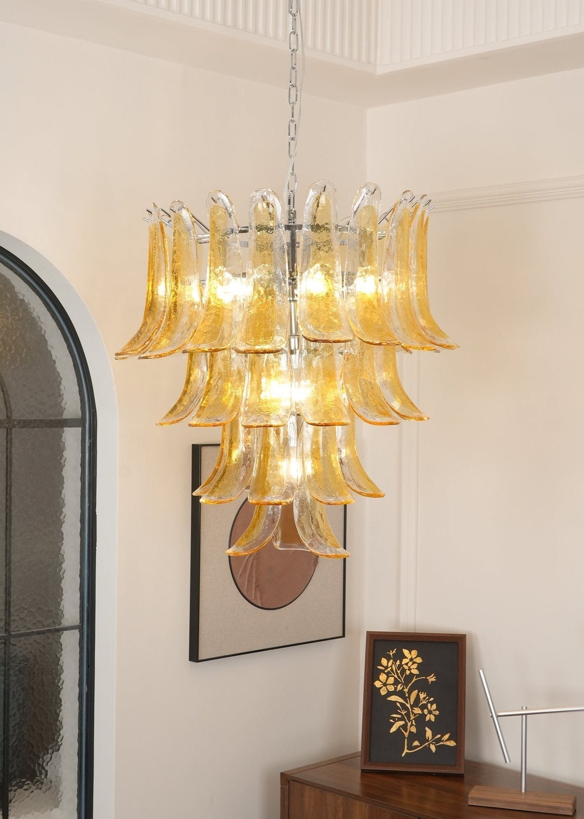 Celiian Chandelier Murano Glass Petals Vintage