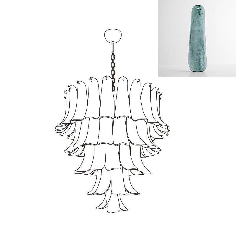 Celiian Chandelier Murano Glass Petals Vintage