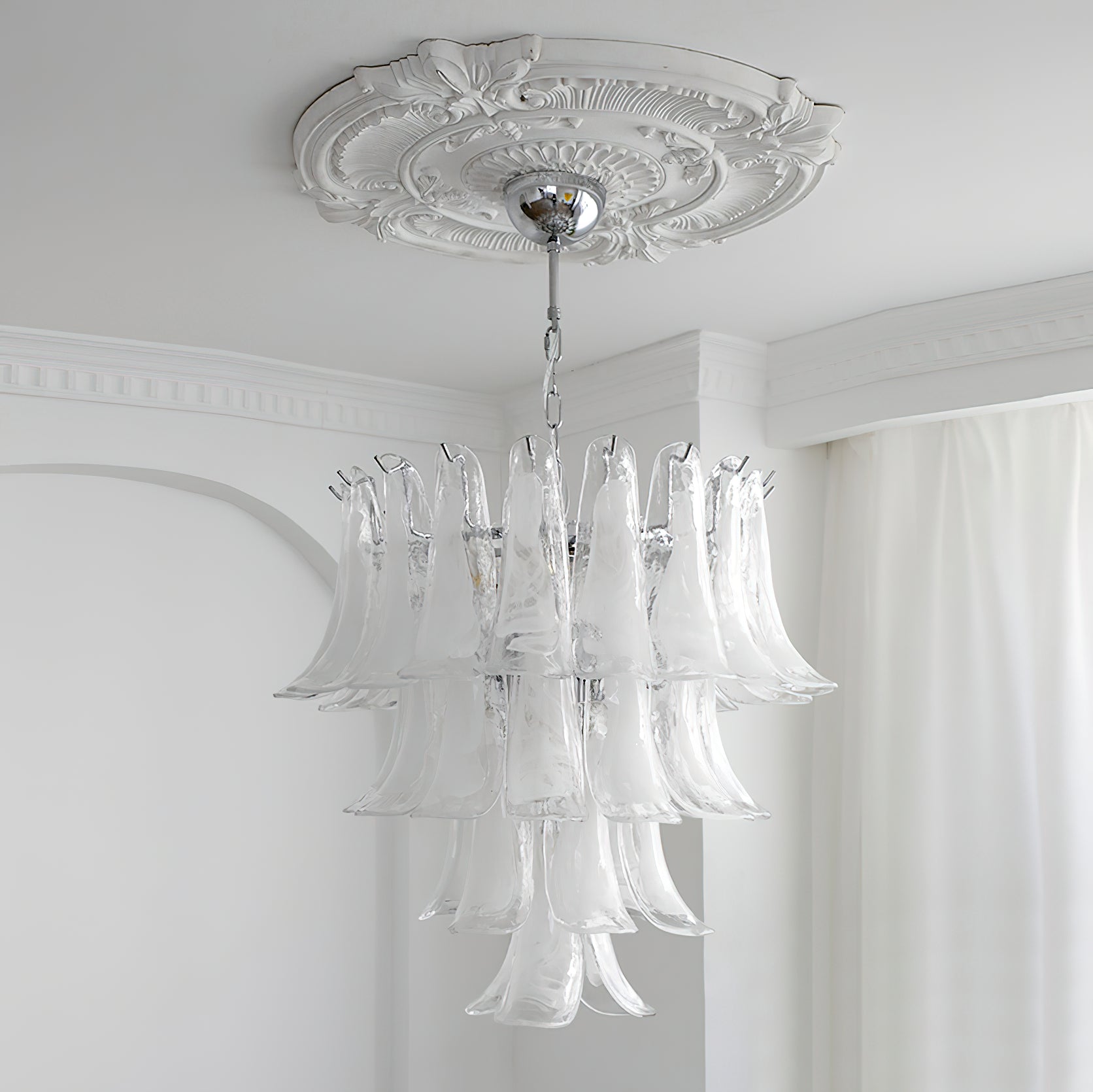 Celiian Chandelier Murano Glass Petals Vintage